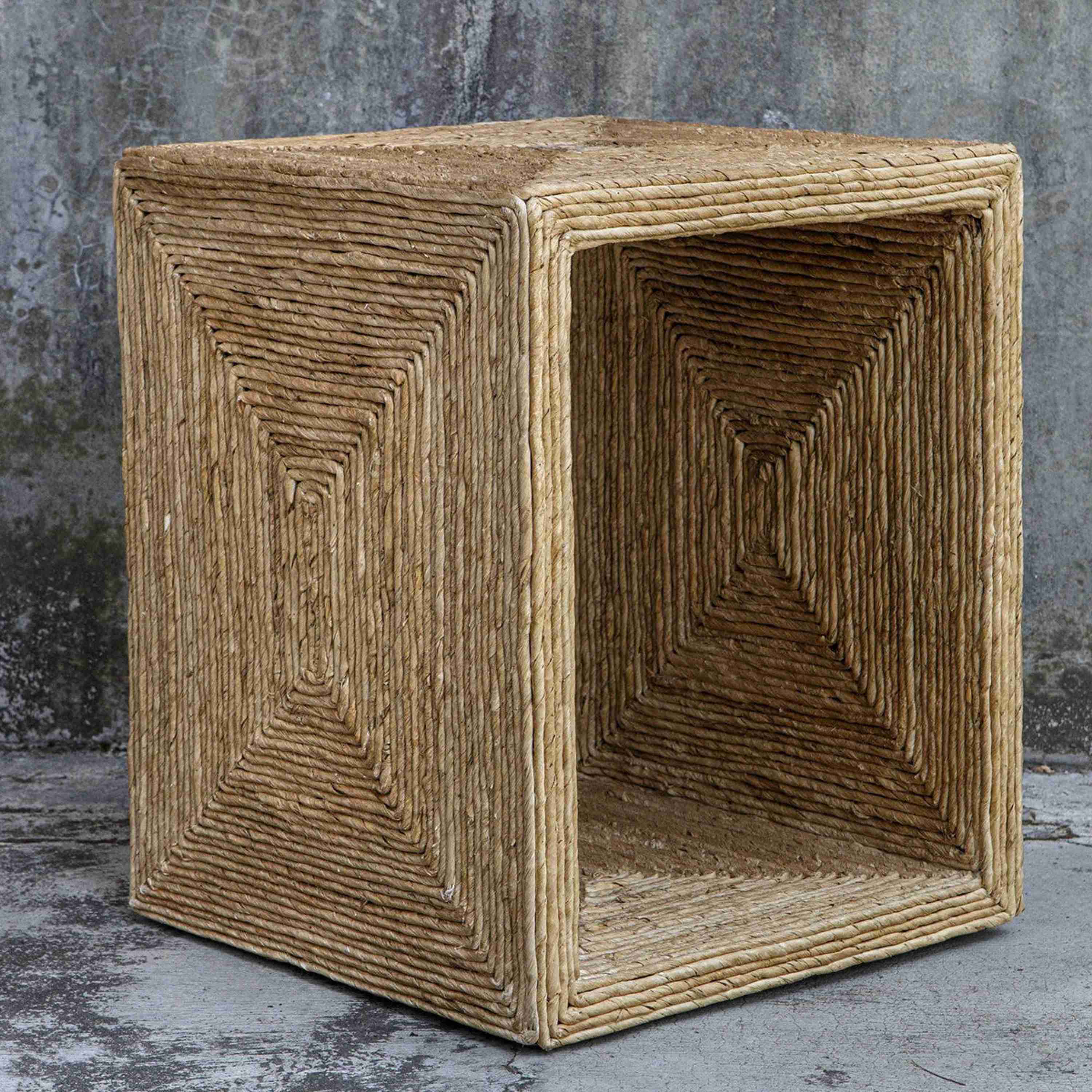 Uttermost Rora Natural Woven Banana Plant Wrapped Coastal Style Side Table - Image 3