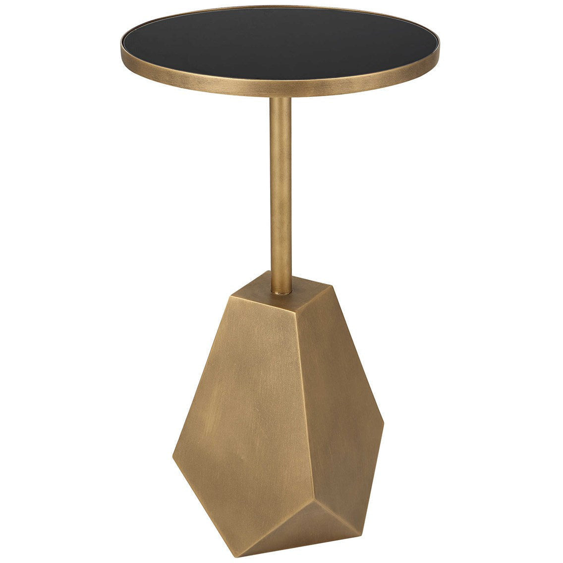 Uttermost Comet Black Glass Top With Antiqued Bronze Iron Modern Accent Table - Image 1
