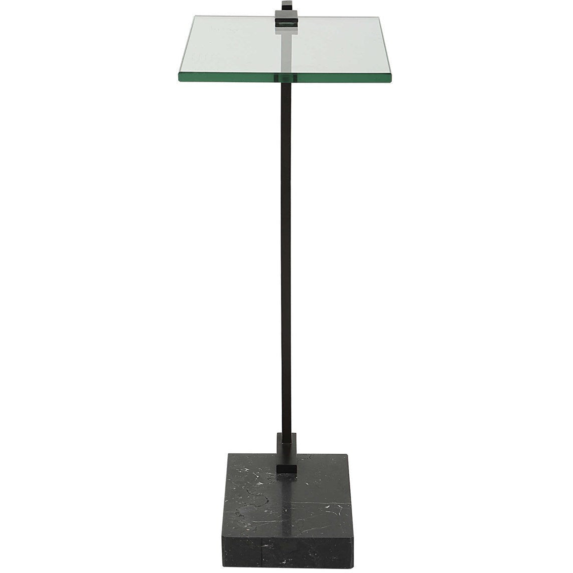 Uttermost Butler Glass Top With Black Marble & Steel Modern Accent Table - Image 3