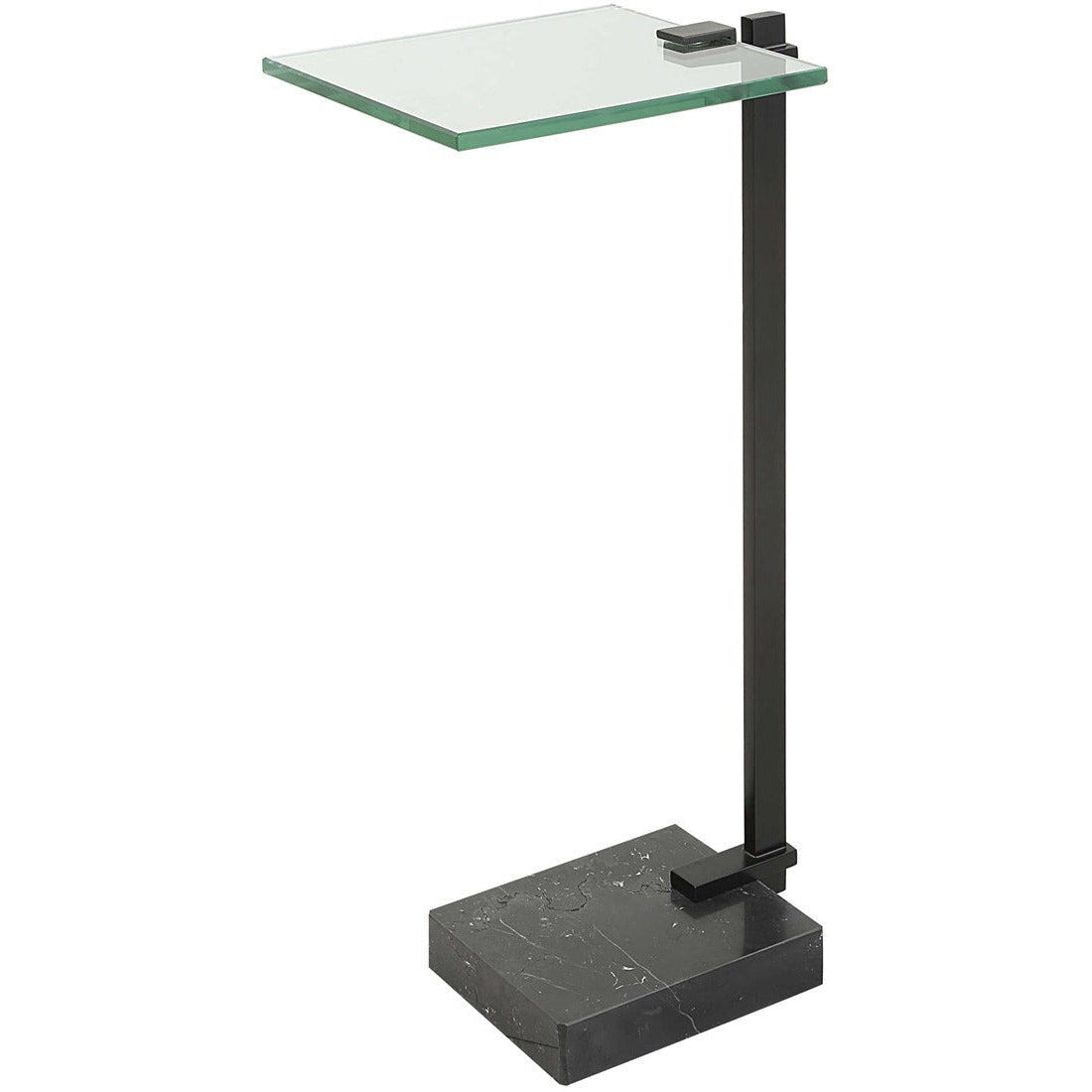 Uttermost Butler Glass Top With Black Marble & Steel Modern Accent Table - Image 1