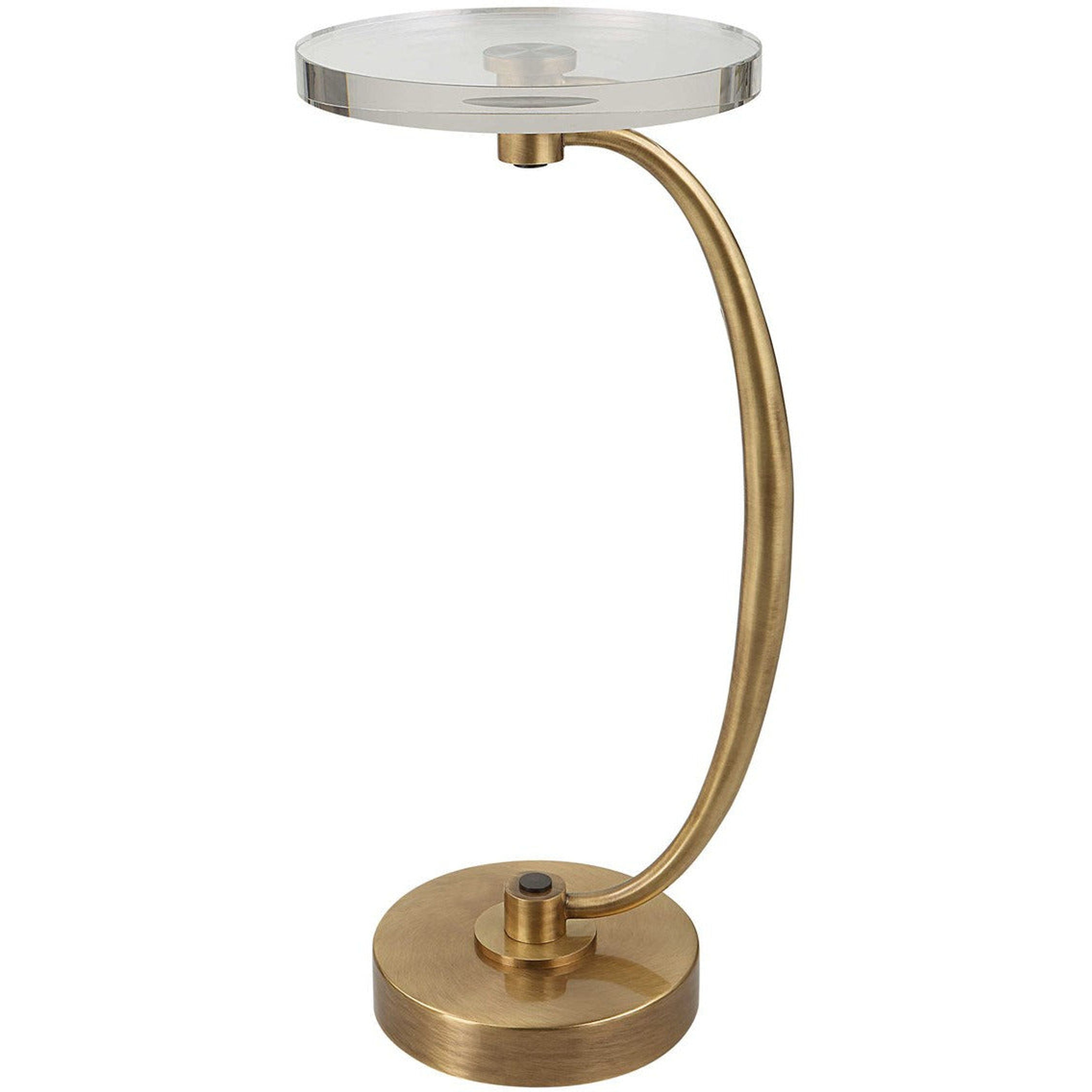 Uttermost Waveney Crystal Top With Antiqued Brass Curved Iron Drink Table - Image 2
