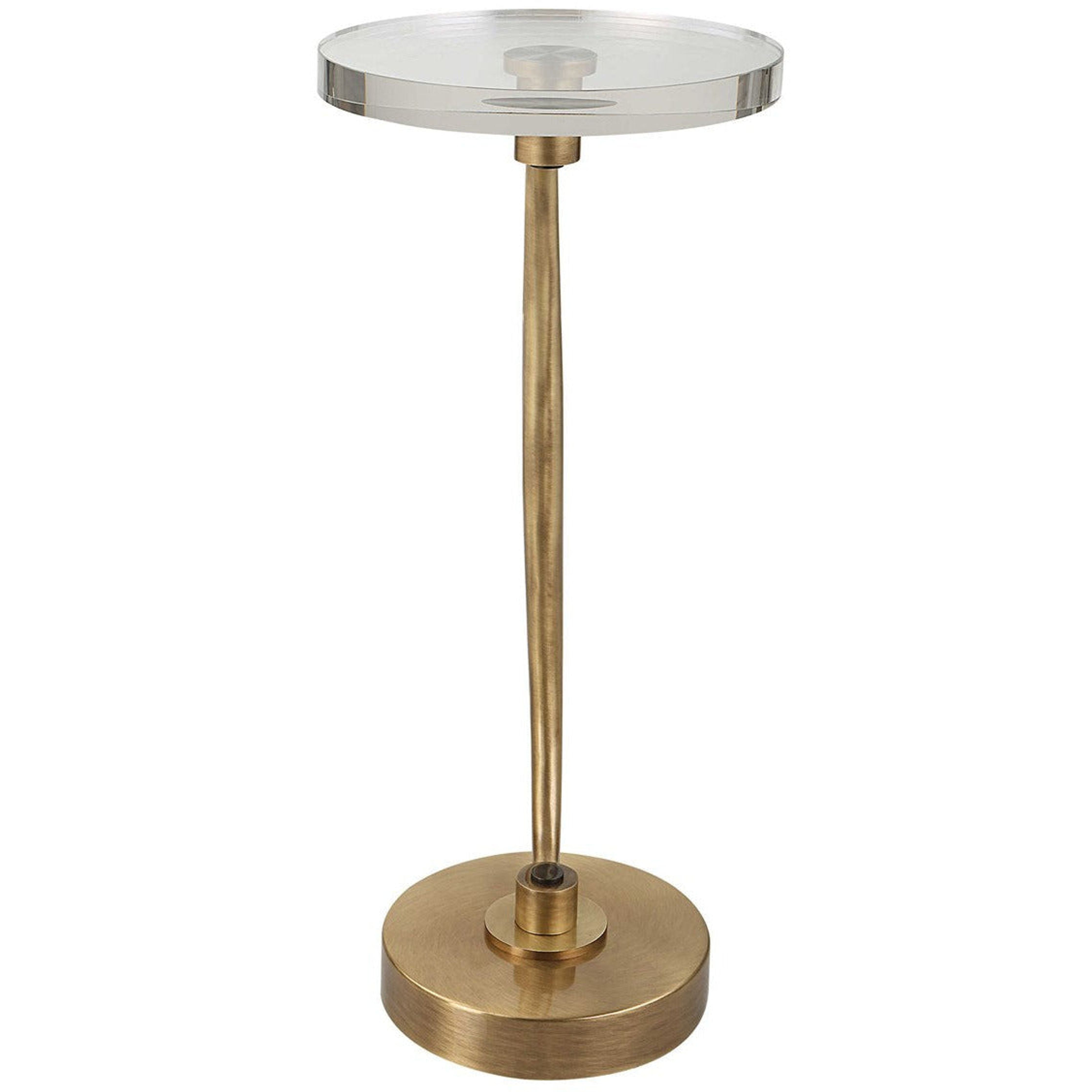 Uttermost Waveney Crystal Top With Antiqued Brass Curved Iron Drink Table - Image 3