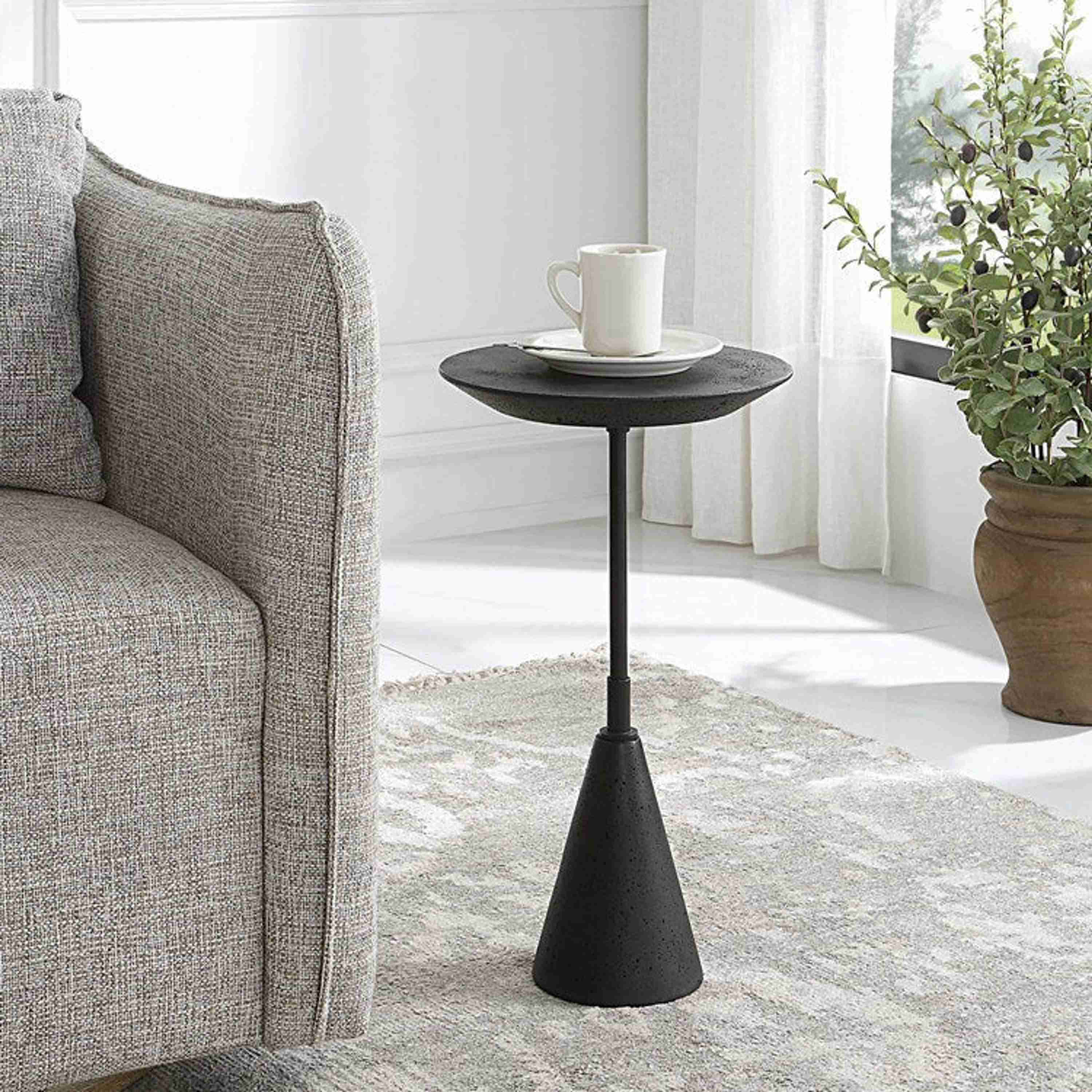 Uttermost Midnight Black Round Modern Accent Table - Image 3