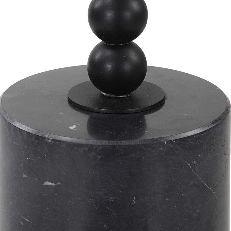 Uttermost Bead Black Marble Round Accent Drink Table - Image 3