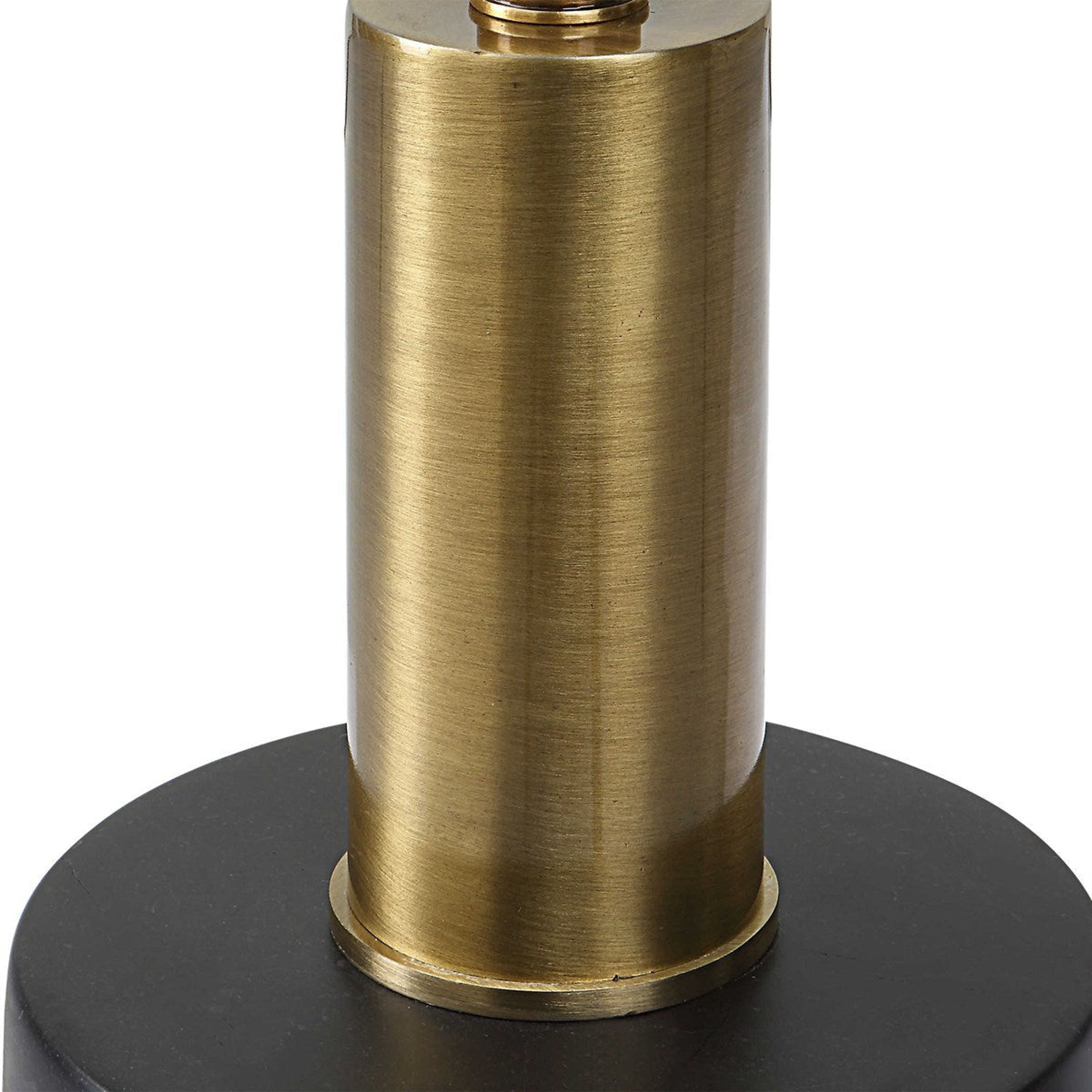 Uttermost Spector Black Glass Top With Brushed Brass Black Iron Modern Round Accent Table - Image 3