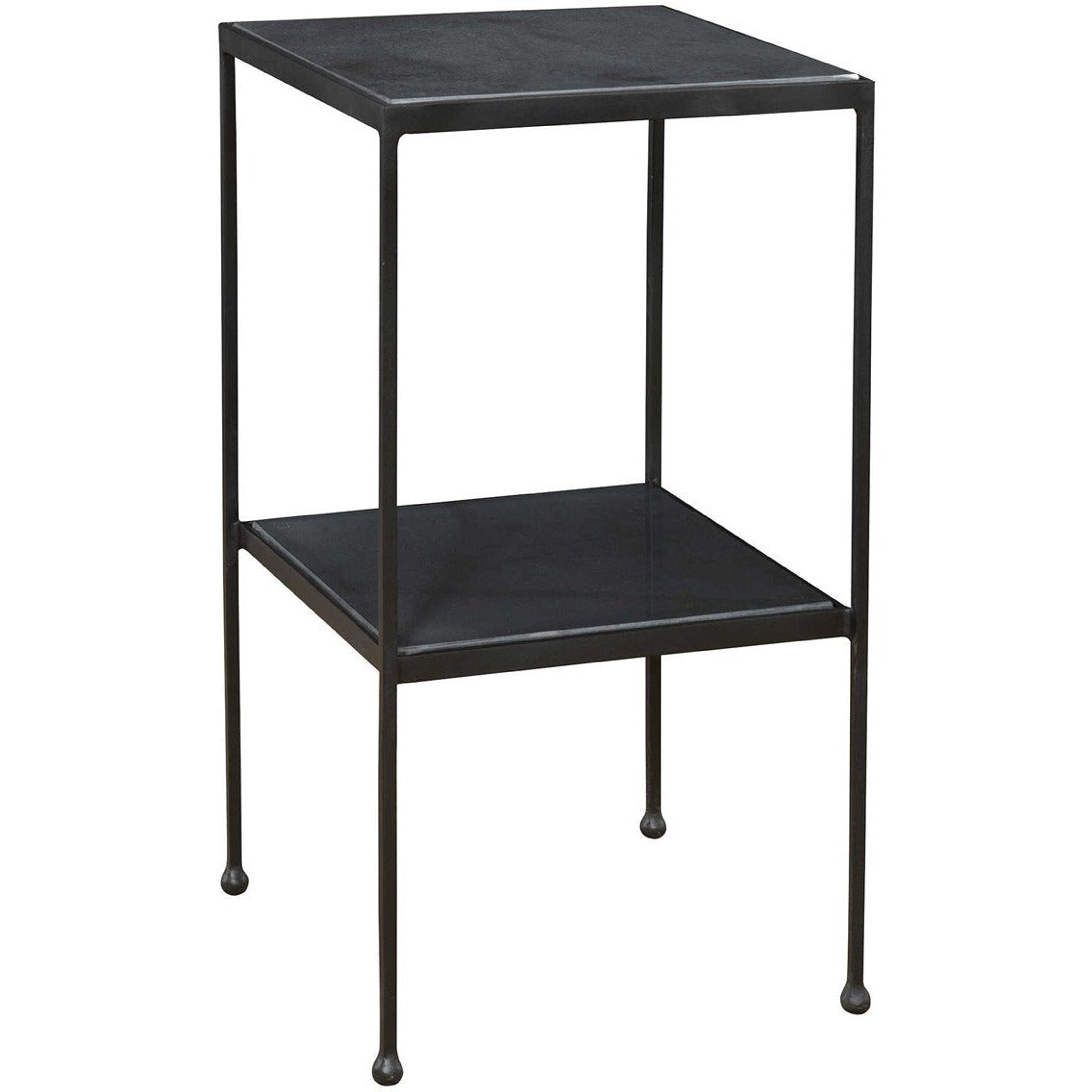 Uttermost Sherwood Black Marble Top With Matte Black Iron Modern Accent Table - Image 3