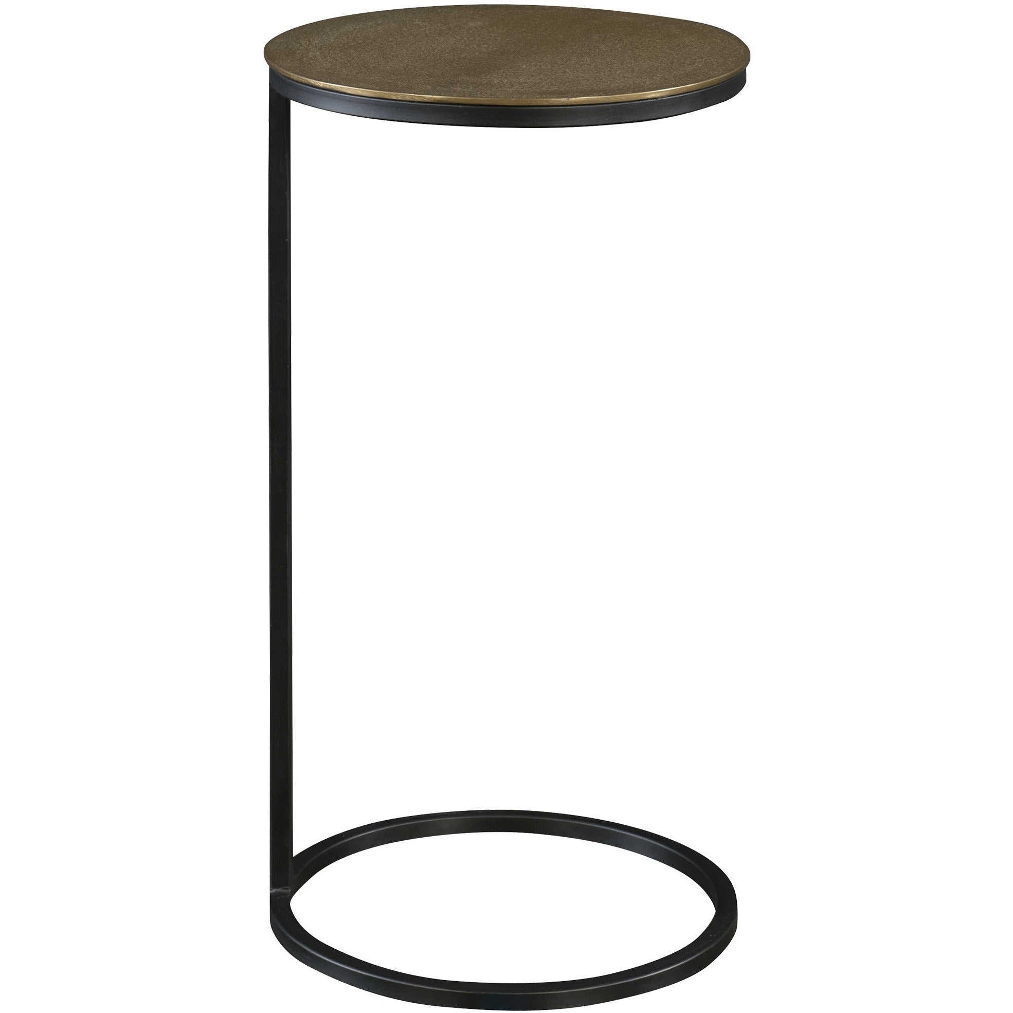 Uttermost Brunei Antiqued Gold Top With Aged Black Iron Base Modern Round Accent Table - Image 2