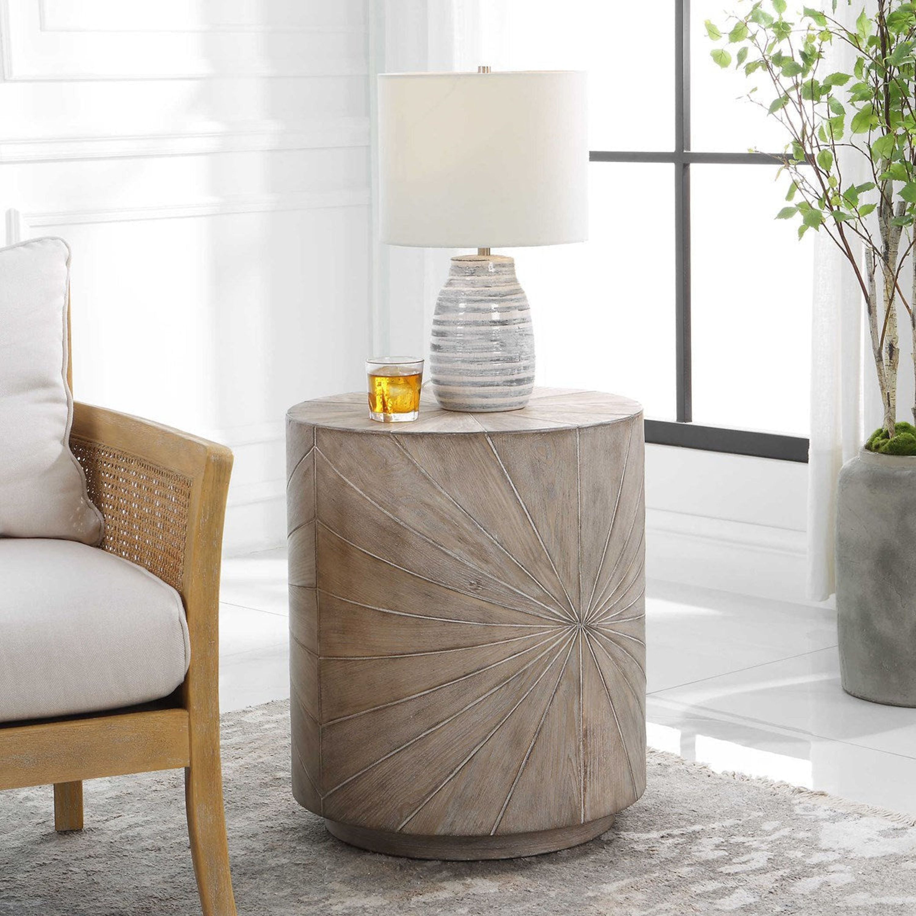 Uttermost Starshine Warm Gray Fir Wood Starburst Rustic Side Table - Image 3