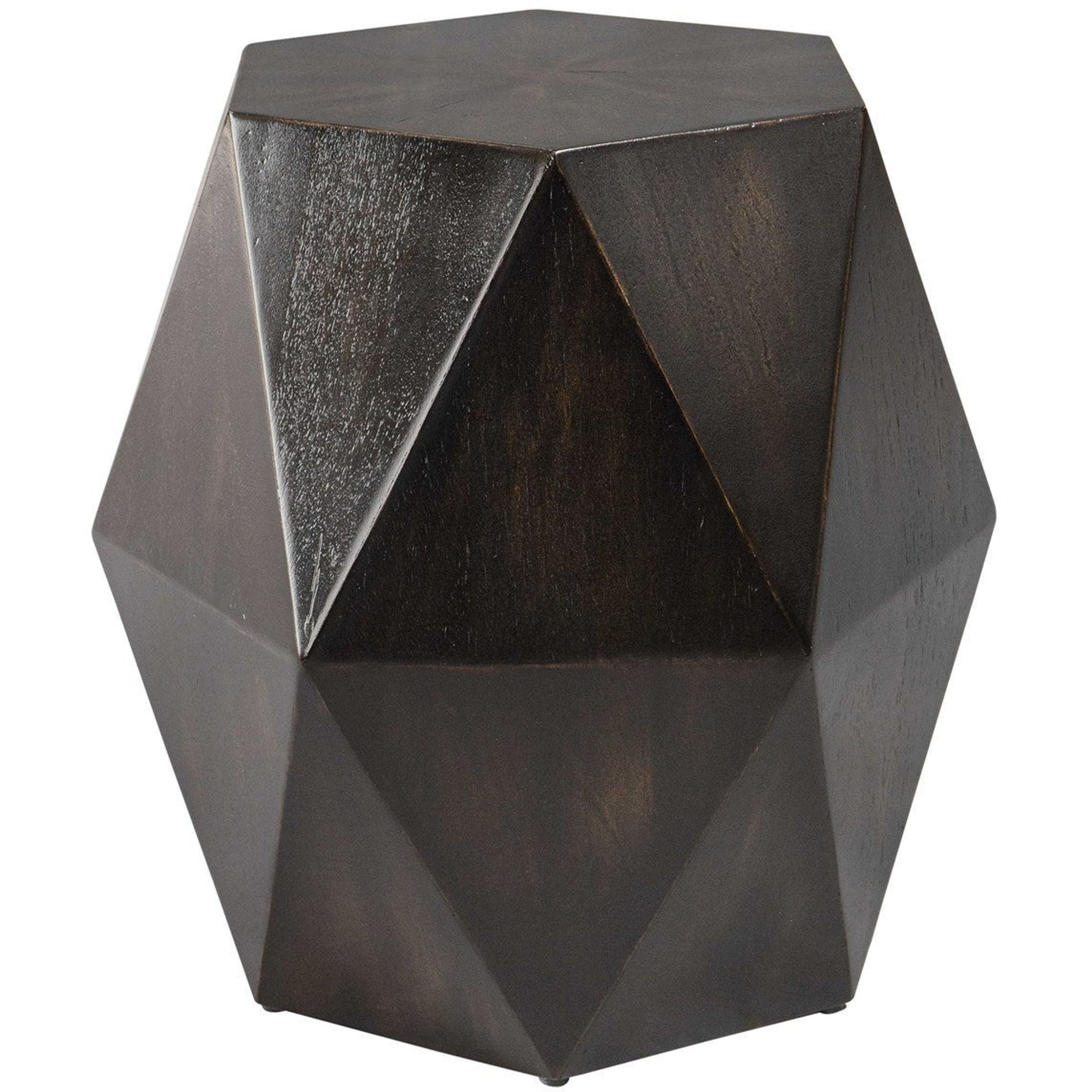 Uttermost Volker Distressed Black Mango Wood Modern Geometric Accent Table - Image 2