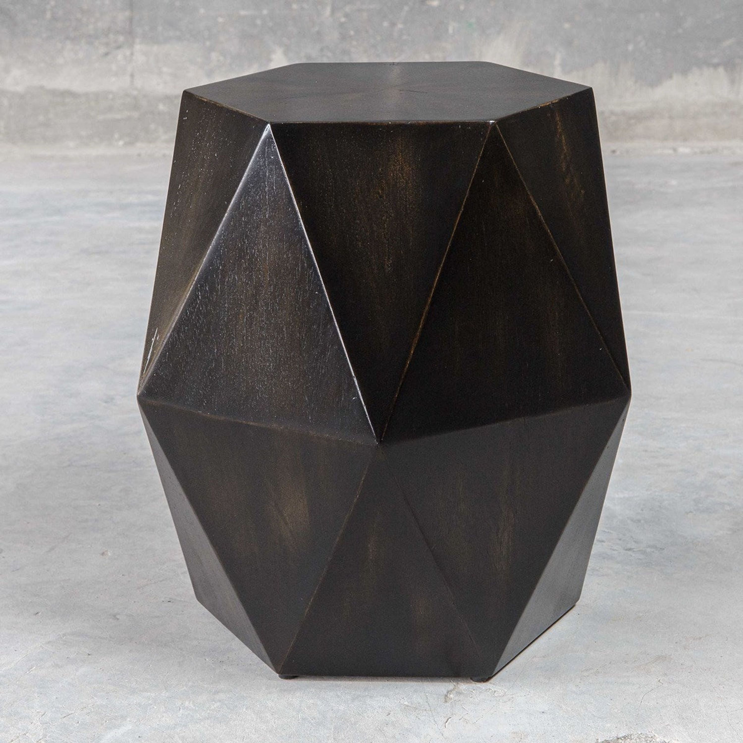 Uttermost Volker Distressed Black Mango Wood Modern Geometric Accent Table - Image 3