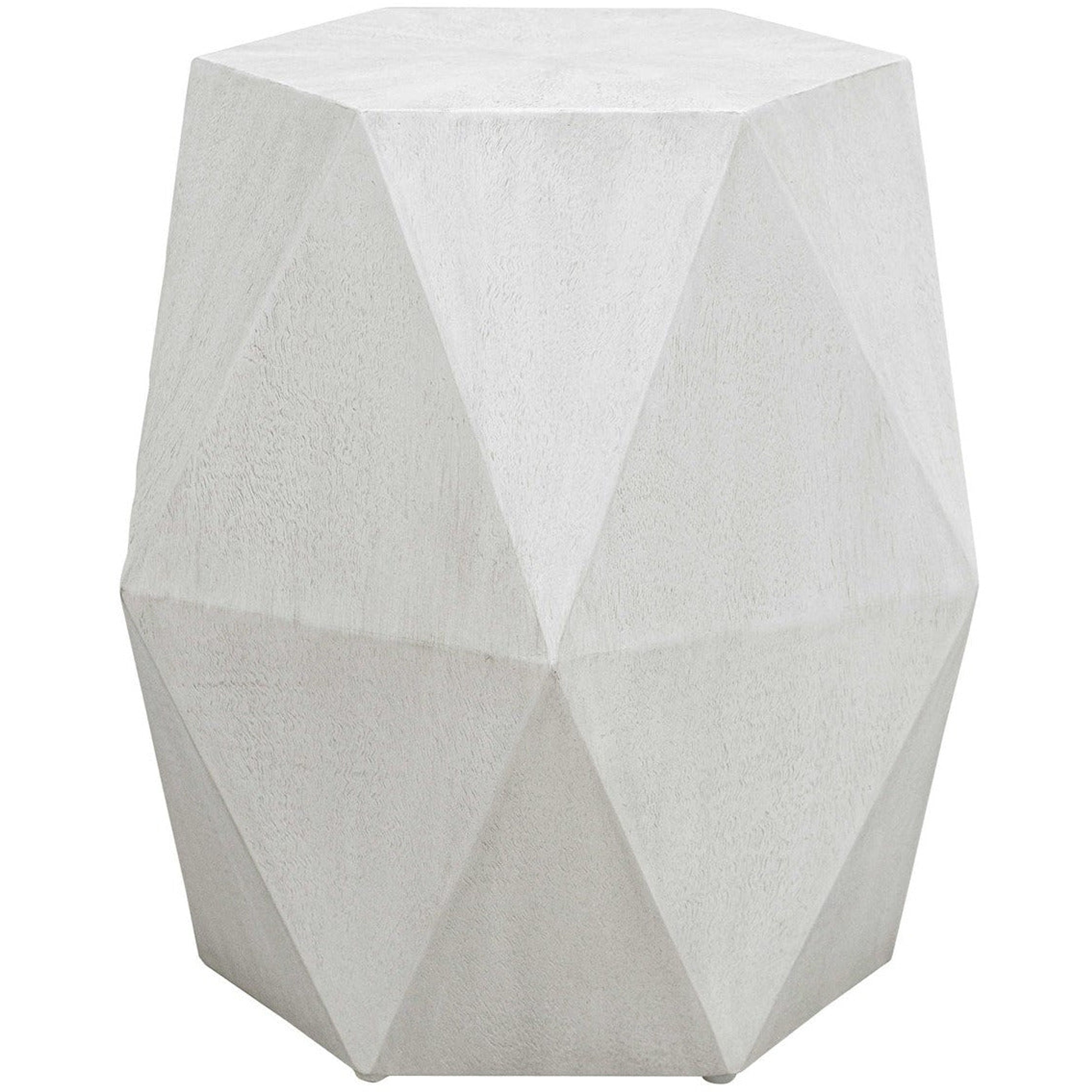 Uttermost Volker White Ceruse Mango Wood Modern Geometric Accent Table - Image 2