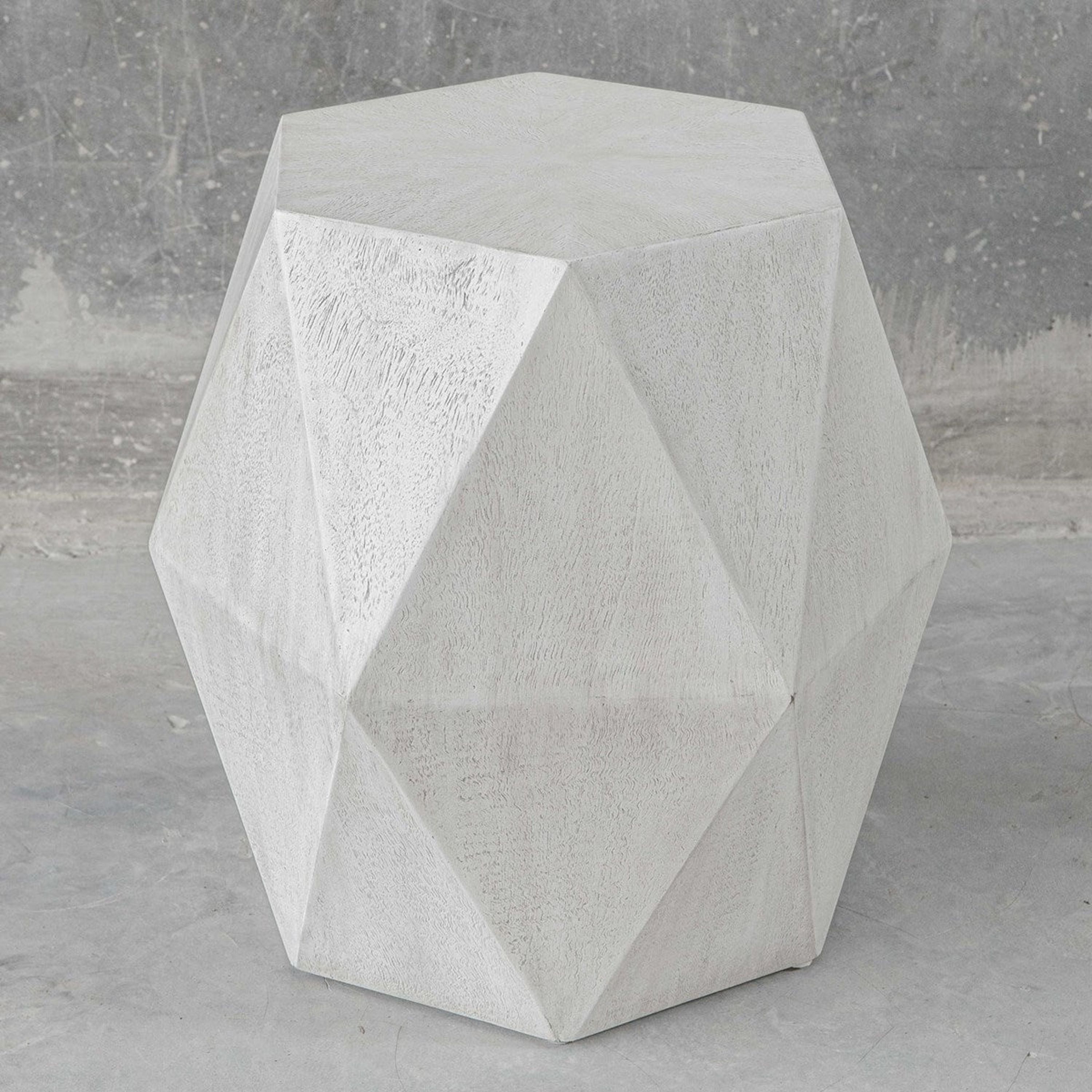 Uttermost Volker White Ceruse Mango Wood Modern Geometric Accent Table - Image 3