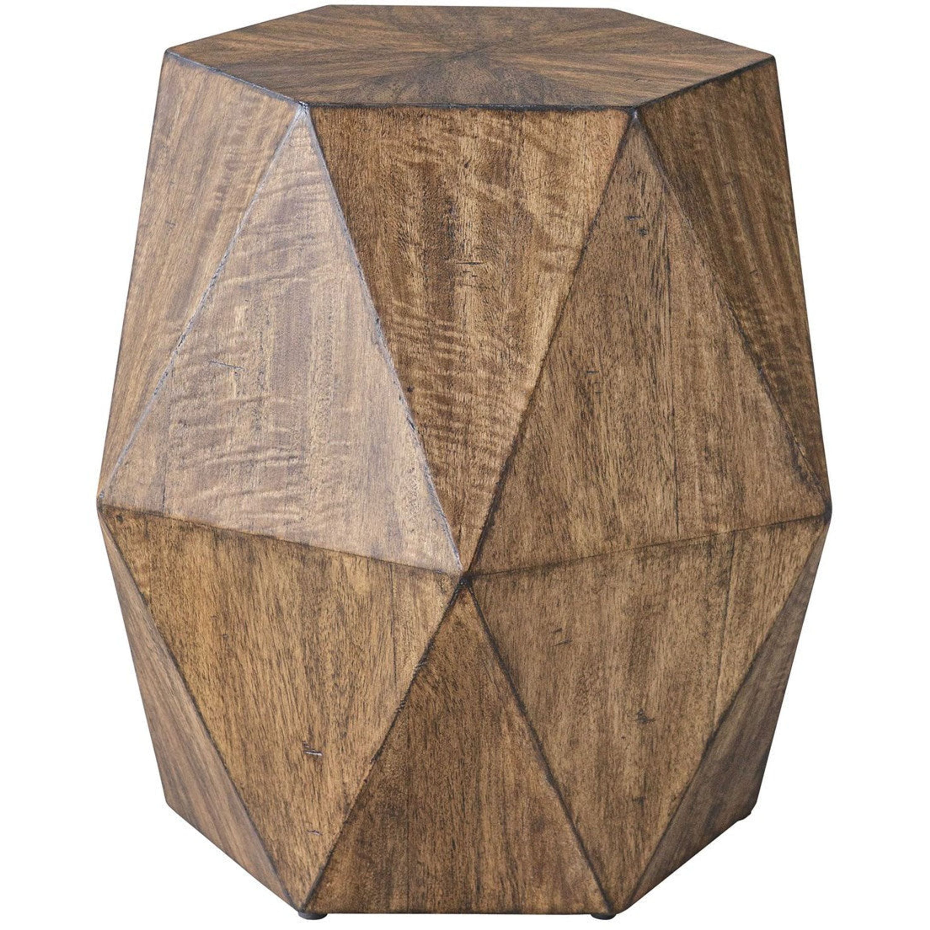 Uttermost Volker Distressed Honey Mango Wood Modern Geometric Accent Table - Image 2