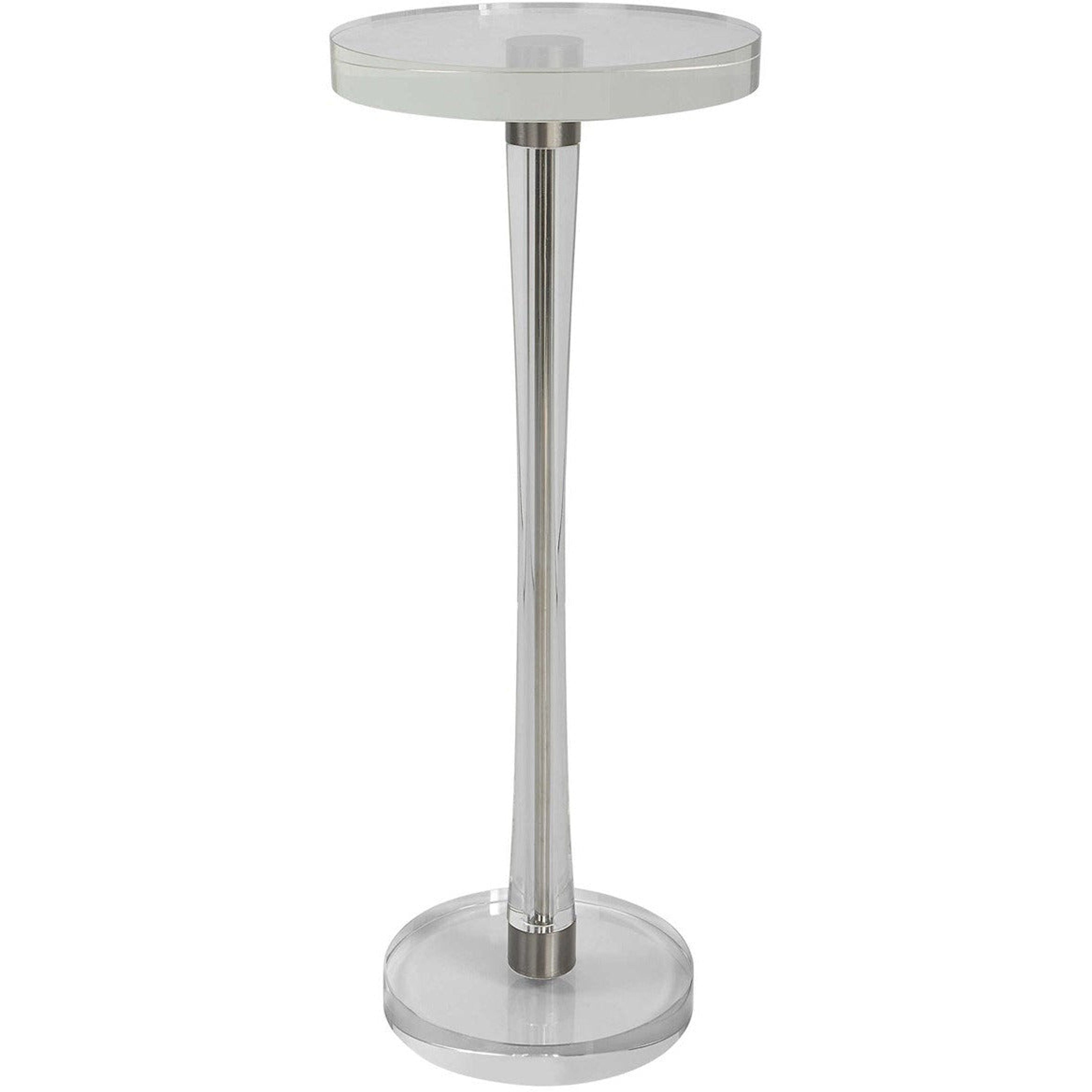 Uttermost Pria Crystal Top With Brushed Nickel Modern Round Drink Table - Image 1
