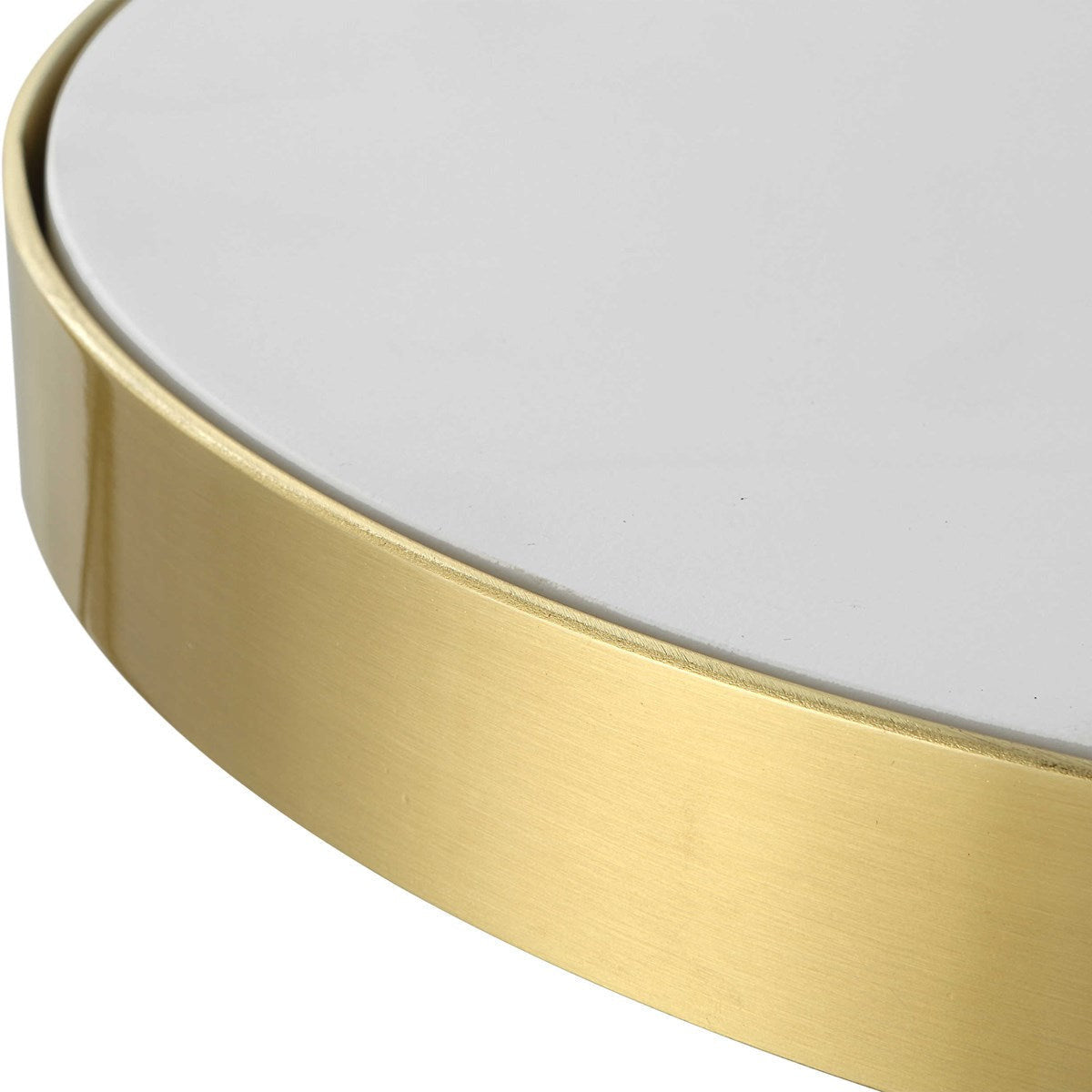 Uttermost Apex Matte White & Brushed Brass Modern Round Accent Table - Image 3