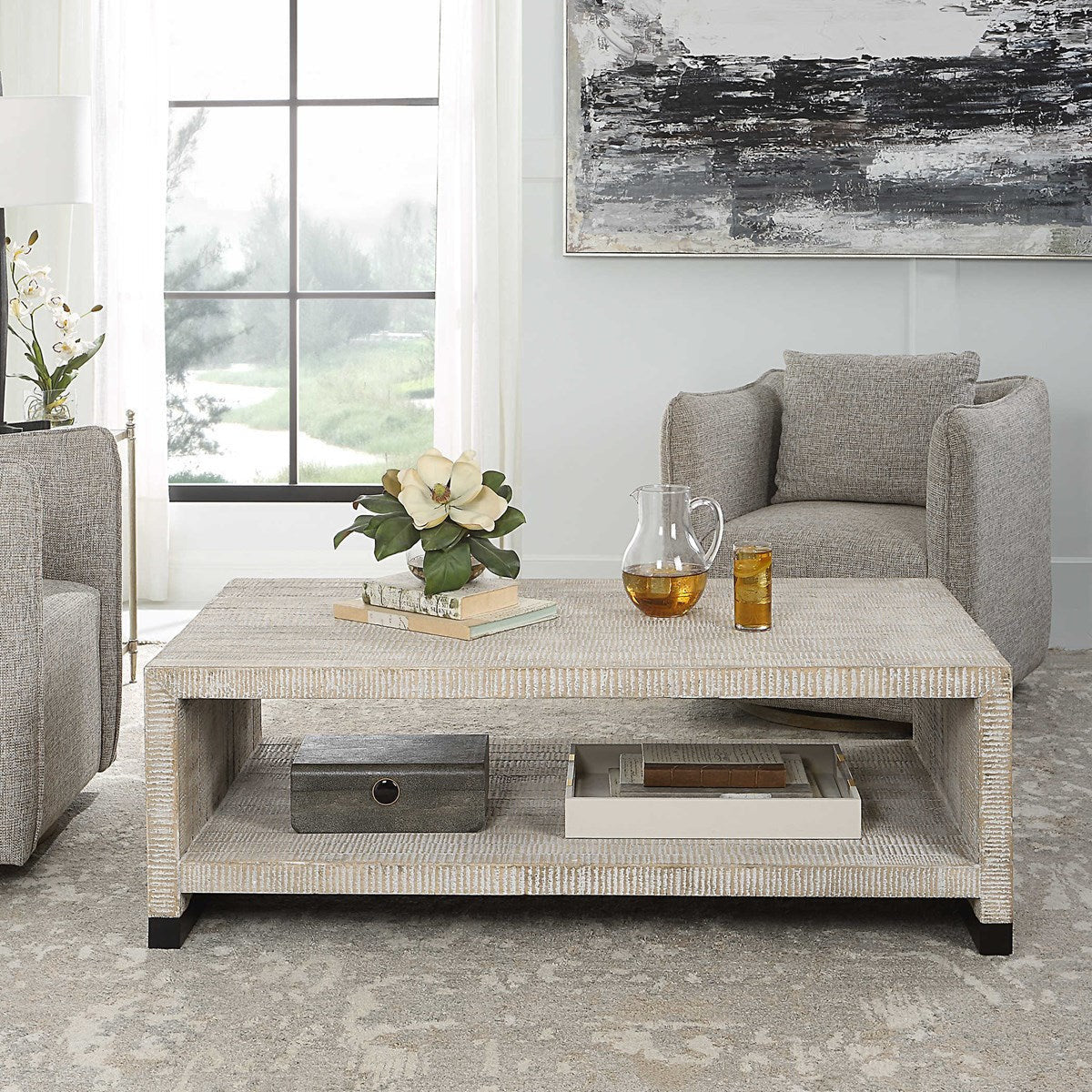 Uttermost Bosk Rustic Modern Wood Coffee Table - Image 1