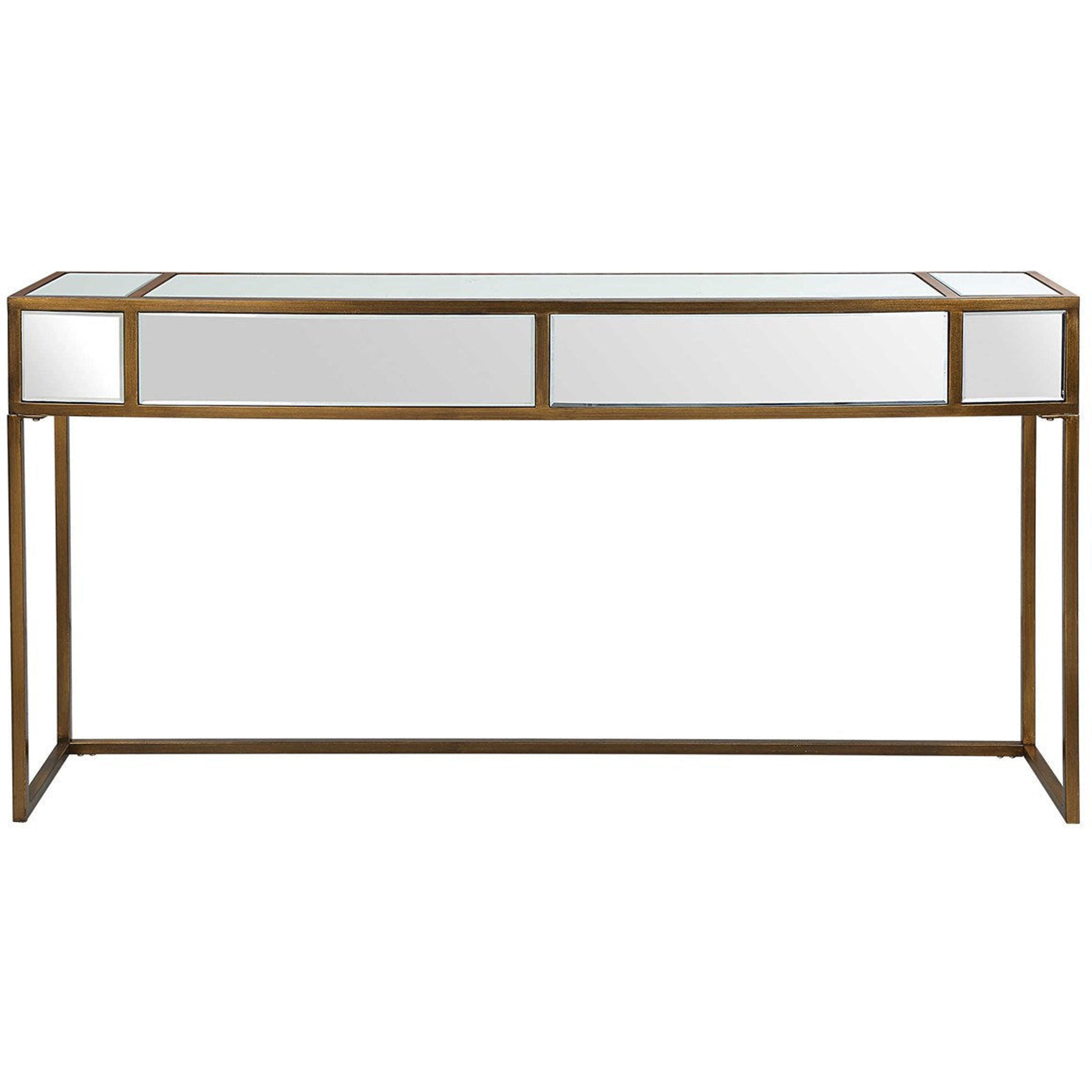 Uttermost Reflect Brushed Aged Gold Iron And Mirrored Accents Console Table - Image 3