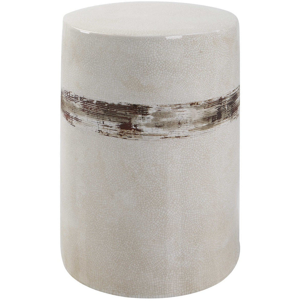 Uttermost Comanche Off White Crackle Glaze Ceramic Garden Stool Indoor or Outdoor Use - Image 2
