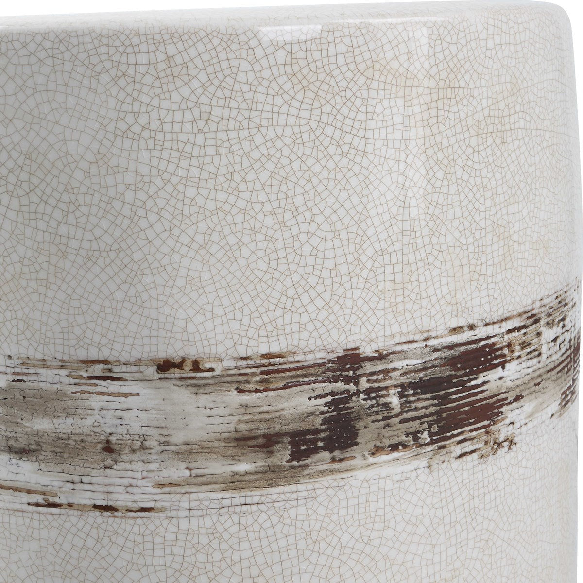 Uttermost Comanche Off White Crackle Glaze Ceramic Garden Stool Indoor or Outdoor Use - Image 3