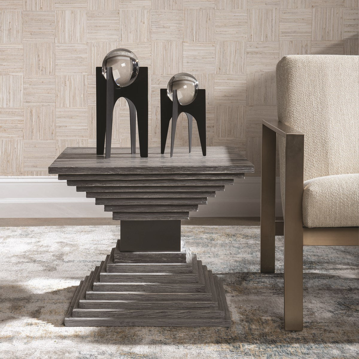 Uttermost Andes Wire Brushed Gray Geometric Modern Accent Table