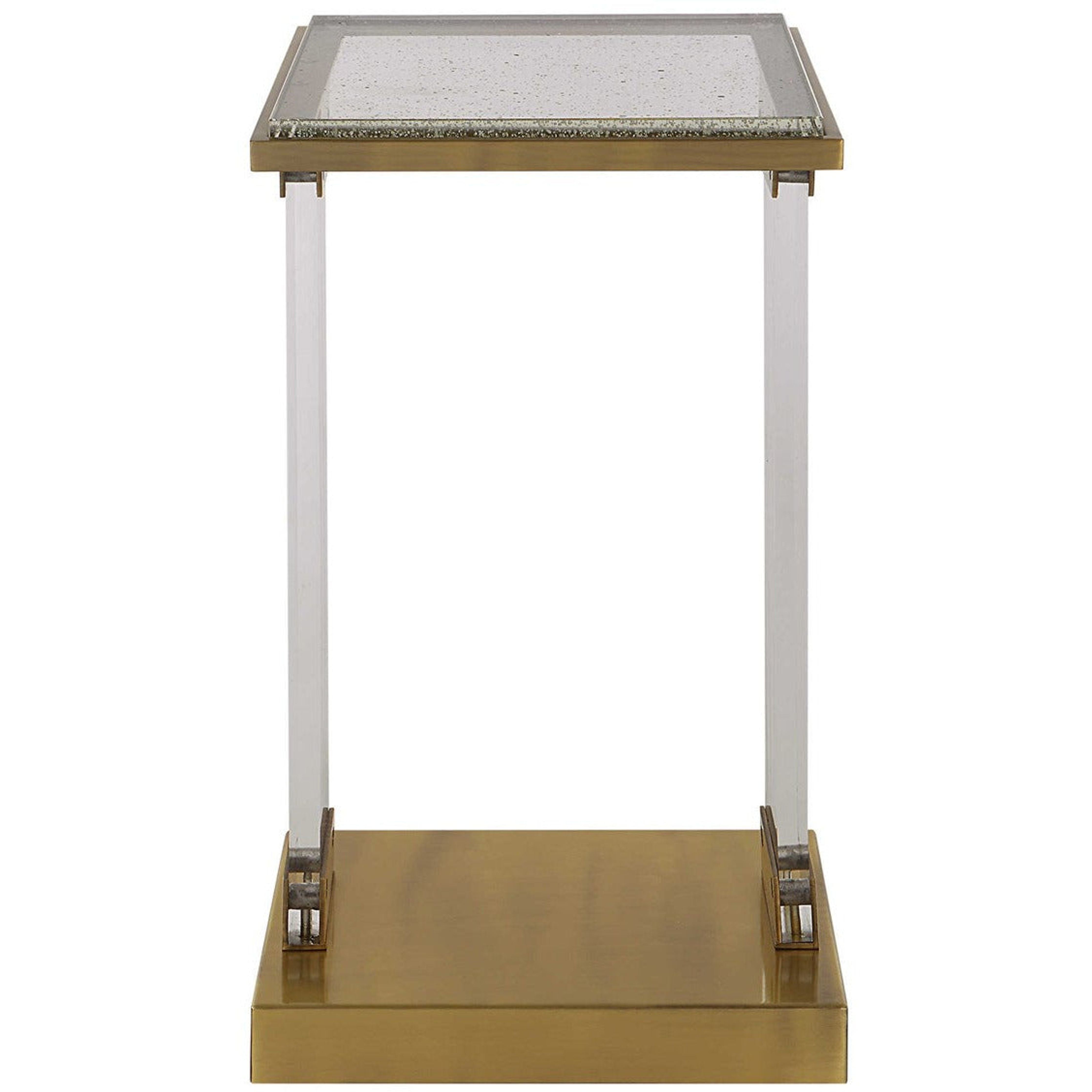 Uttermost Muse Glass Top With Acrylic and Brushed Brass Contemporary Accent Table - Image 3