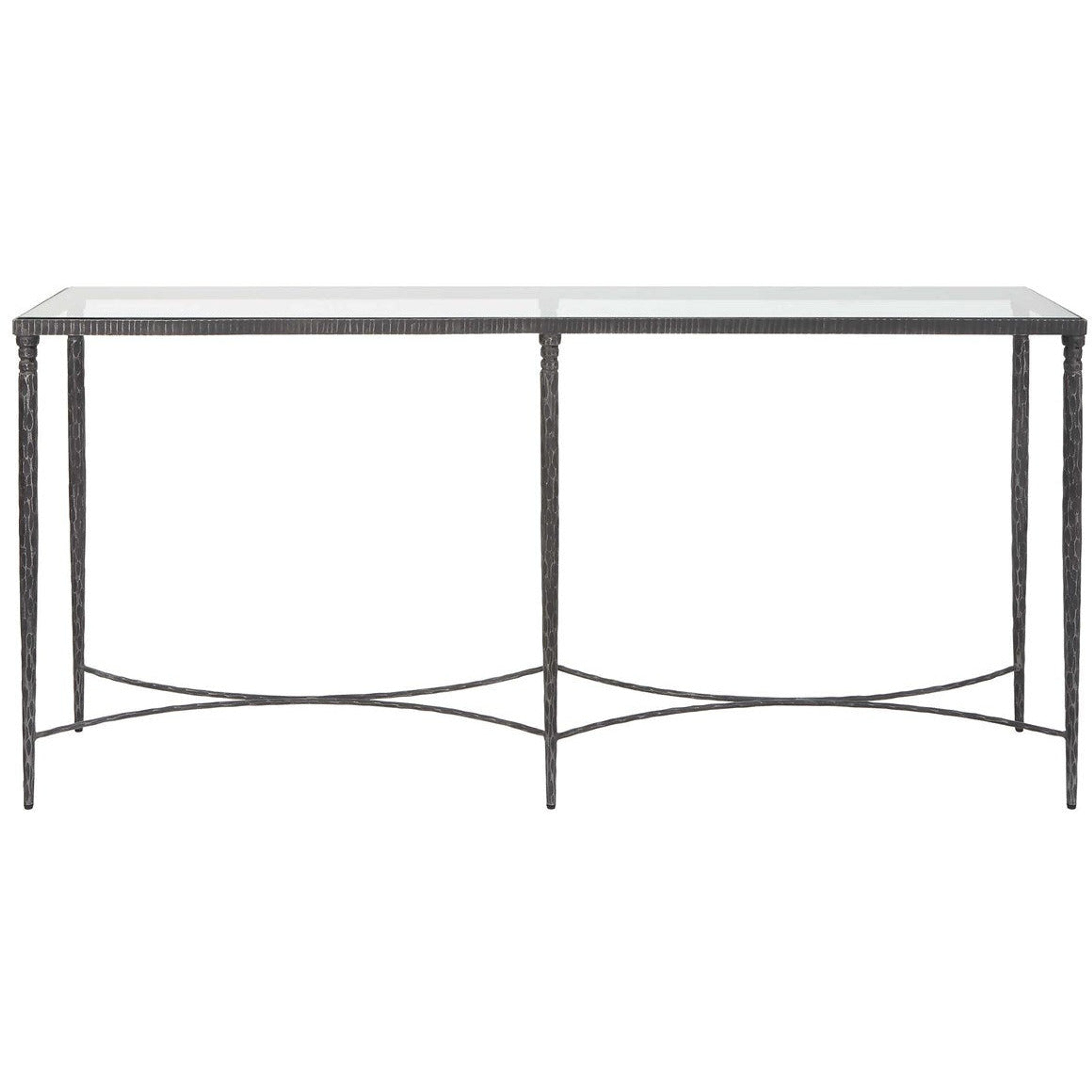 Uttermost Washington Glass Top With Distressed Black Iron Base Console Table - Image 2