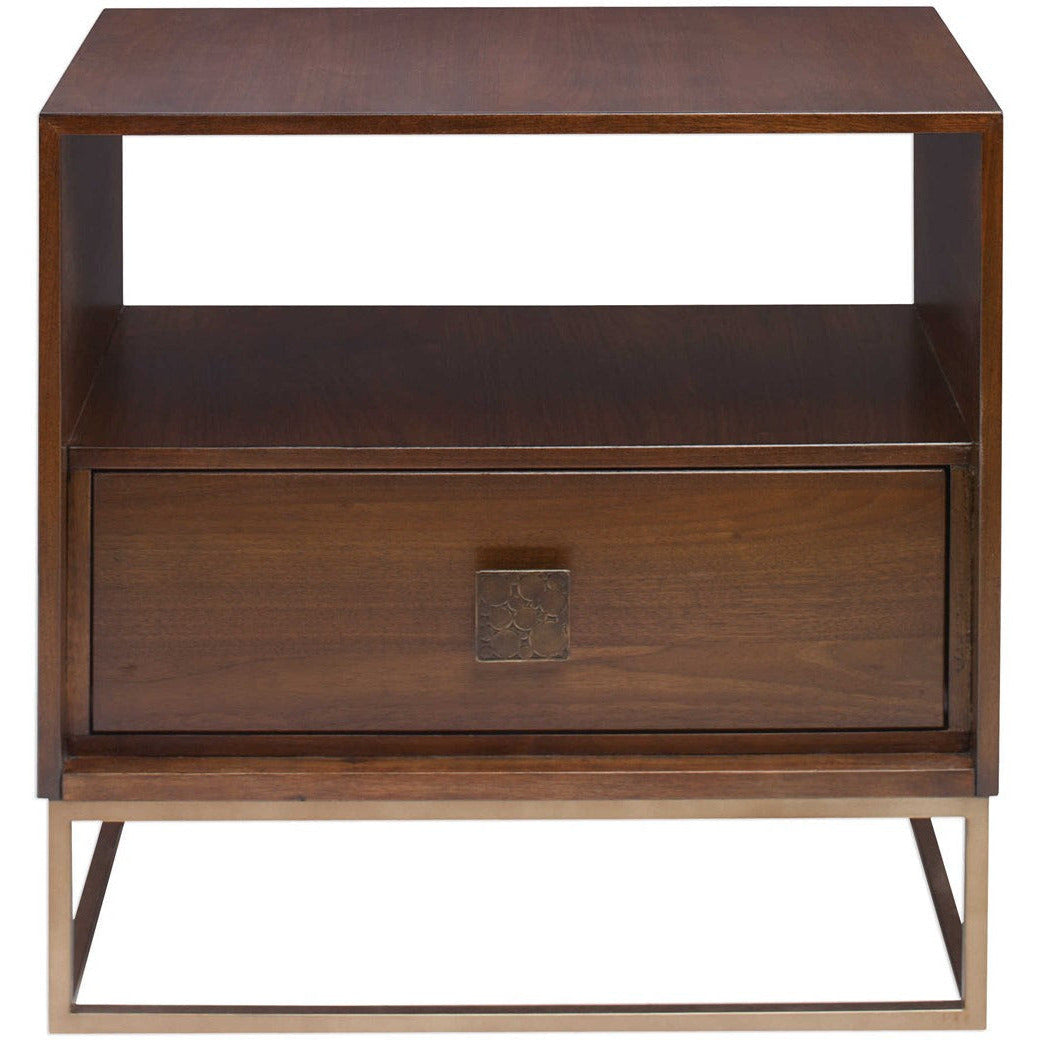 Uttermost Bexley Dark Waknut Wood Modern Side Table - Image 2