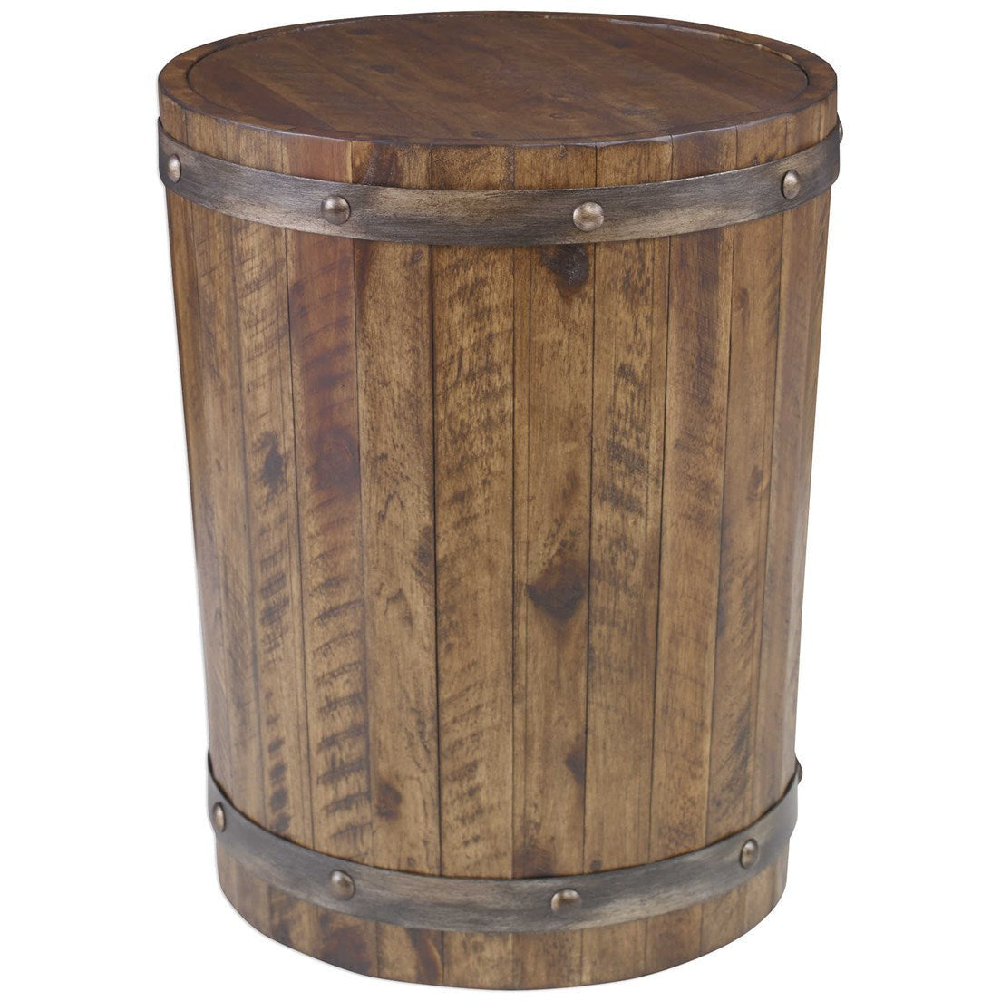 Uttermost Ceylon Wine Barrel Rustic Round Side Table - Image 2