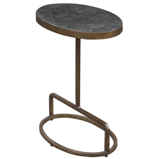 Uttermost Jessenia Bluestone Top With Antiqued Gold Iron Modern Accent Table - Image 3