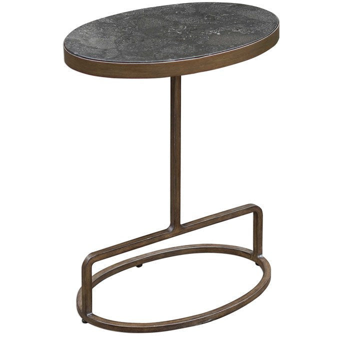 Uttermost Jessenia Bluestone Top With Antiqued Gold Iron Modern Accent Table - Image 2