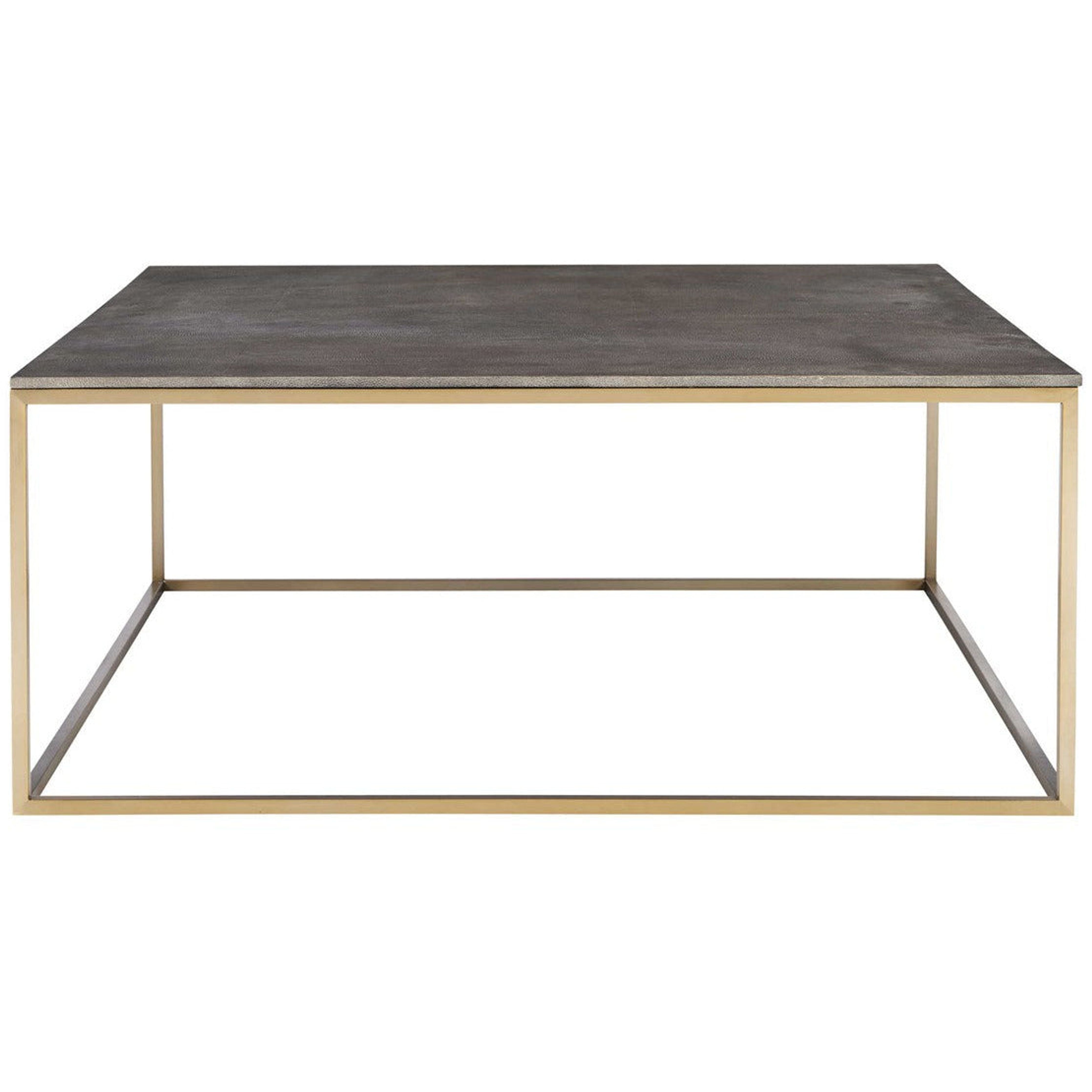 Uttermost Trebon Charcoal Gray Faux Shagreen With Brushed Brass Steel Base Modern Coffee Table - Image 2