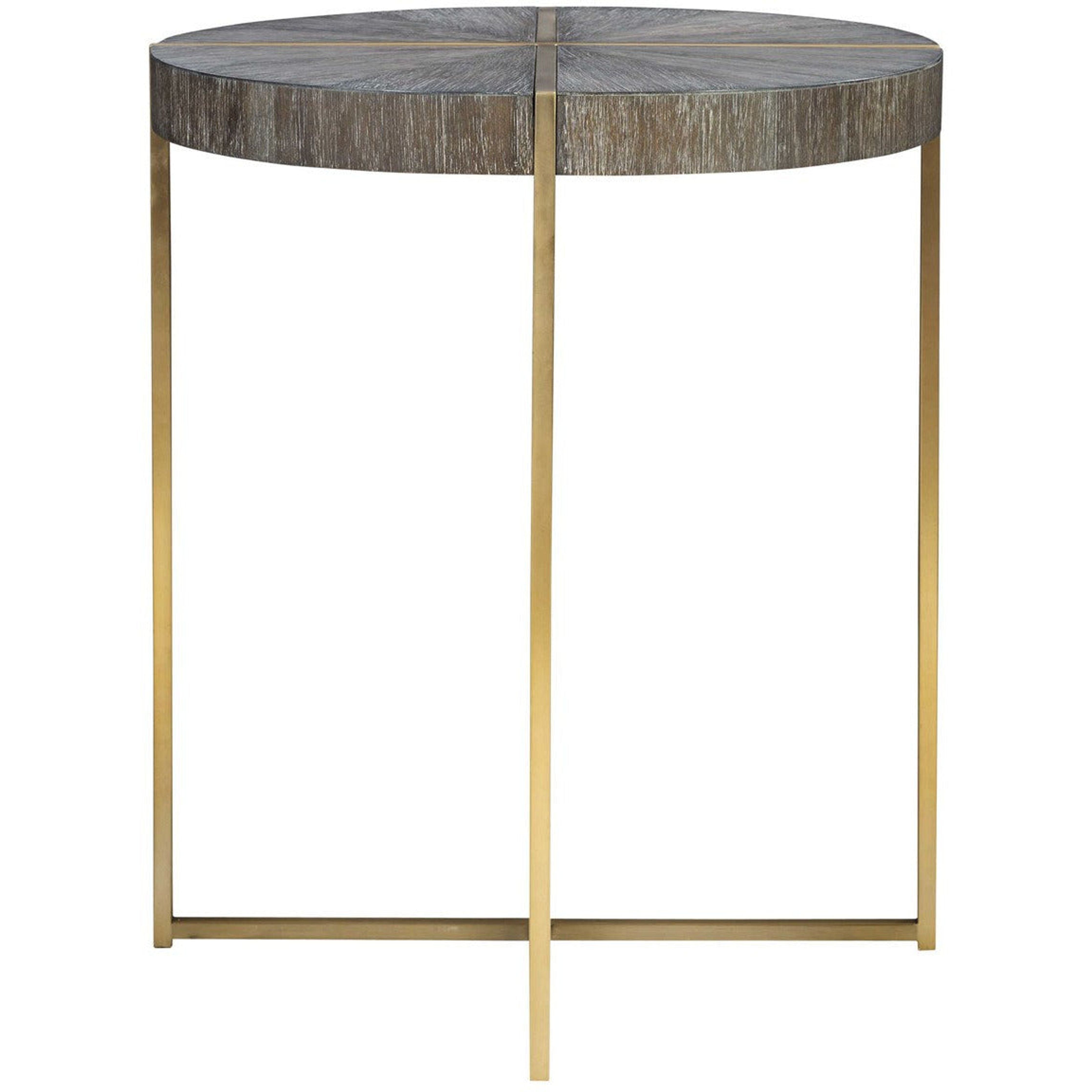 Uttermost Taja Washed Gray Walnut Top With Brushed Brass Steel Base Contemporary Accent Table - Image 3