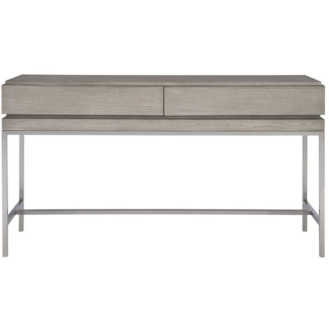 Uttermost Kamala Mushroom Gray Stain Oak With Brushed Nickel Steel Modern Console Table - Image 2