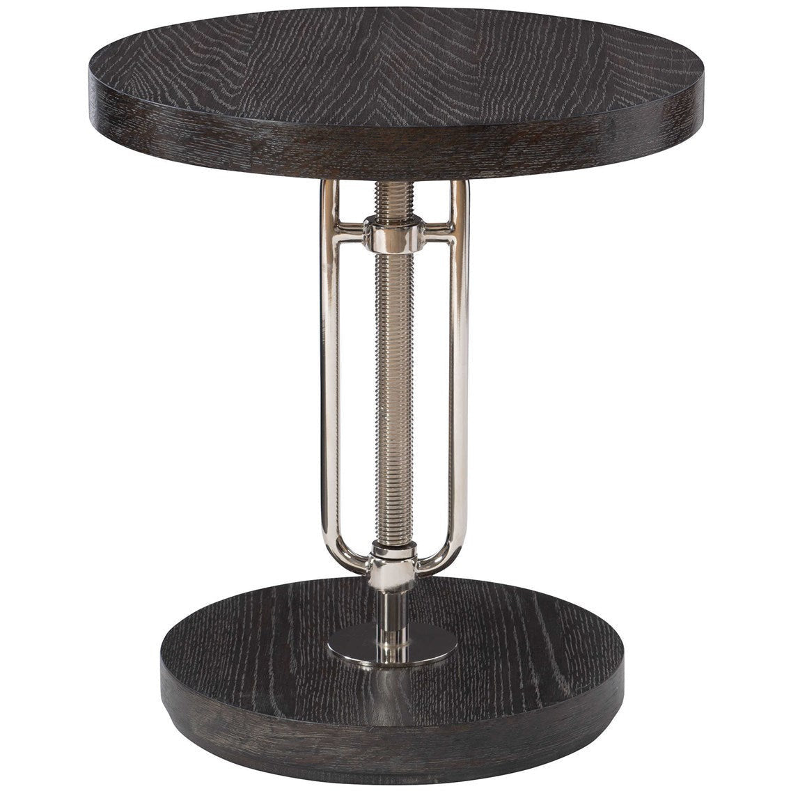 Uttermost Emilian Black Wood Top With Polished Nickel Adjustable Round Accent Table - Image 2
