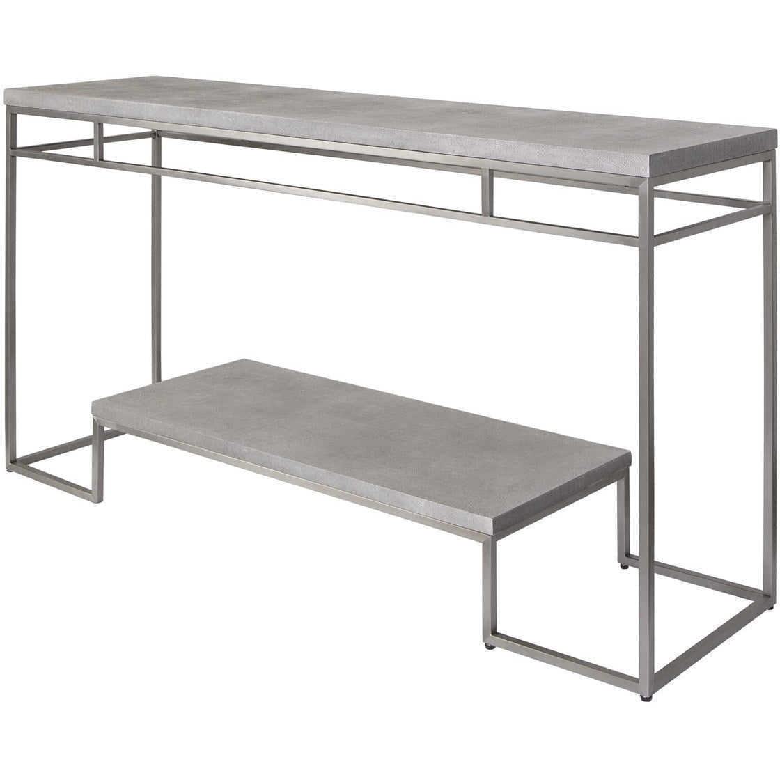 Uttermost Clea Light Gray Wash Faux Shagreen Top With Brushed Nickel Contemporary Console Table - Image 3