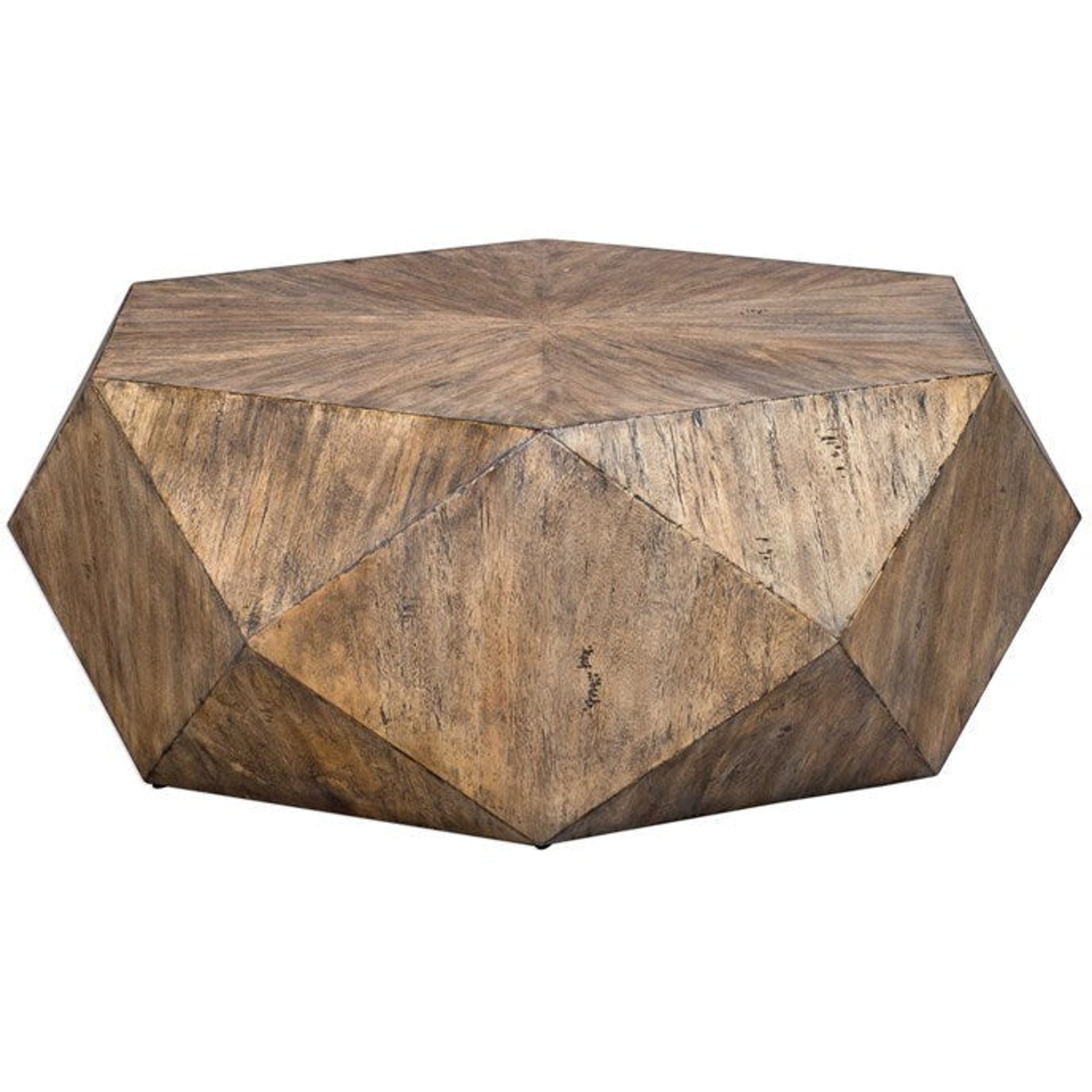 Uttermost Volker Burnished Honey Mango Wood Modern Geometric Coffee Table - Image 2