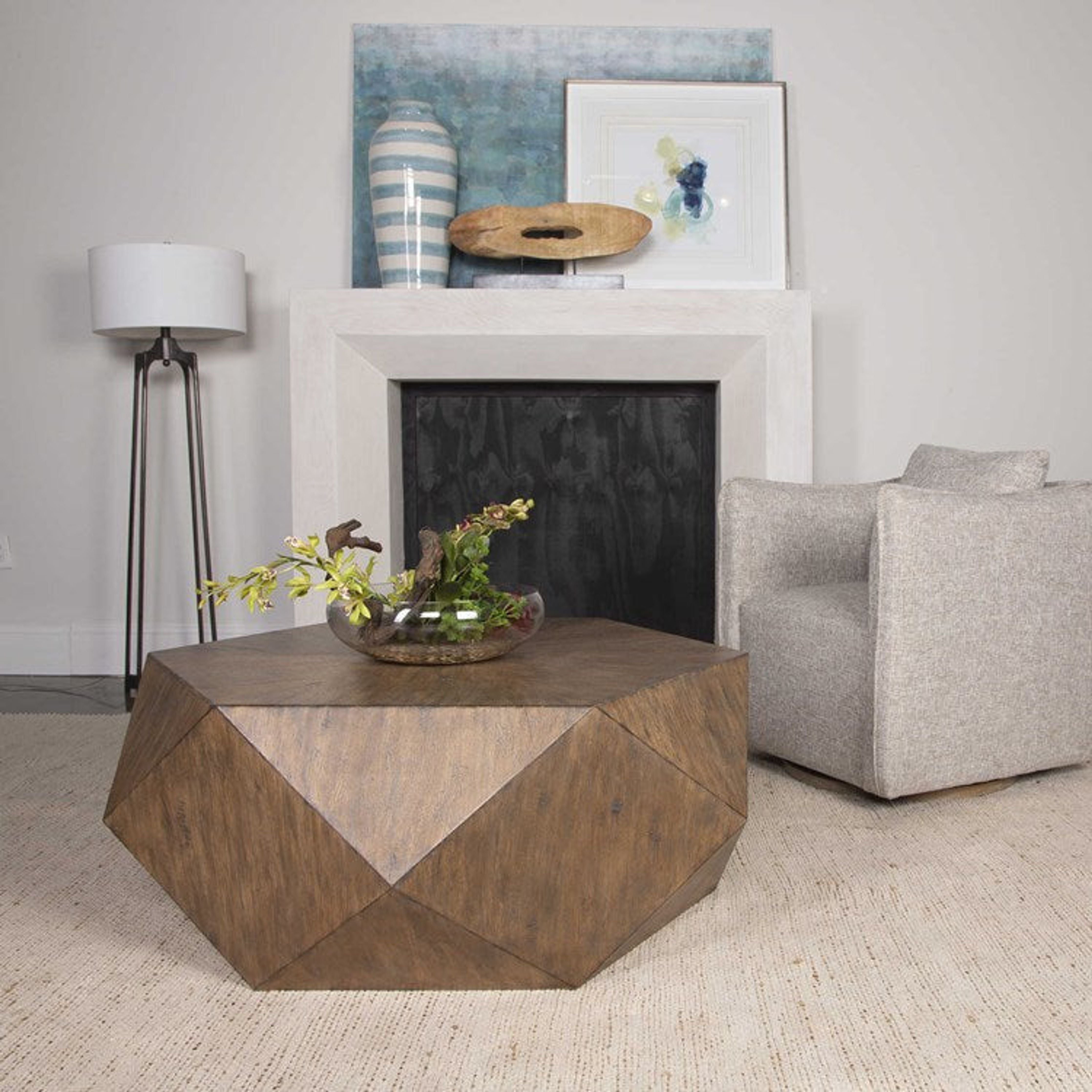 Uttermost Volker Burnished Honey Mango Wood Modern Geometric Coffee Table - Image 3