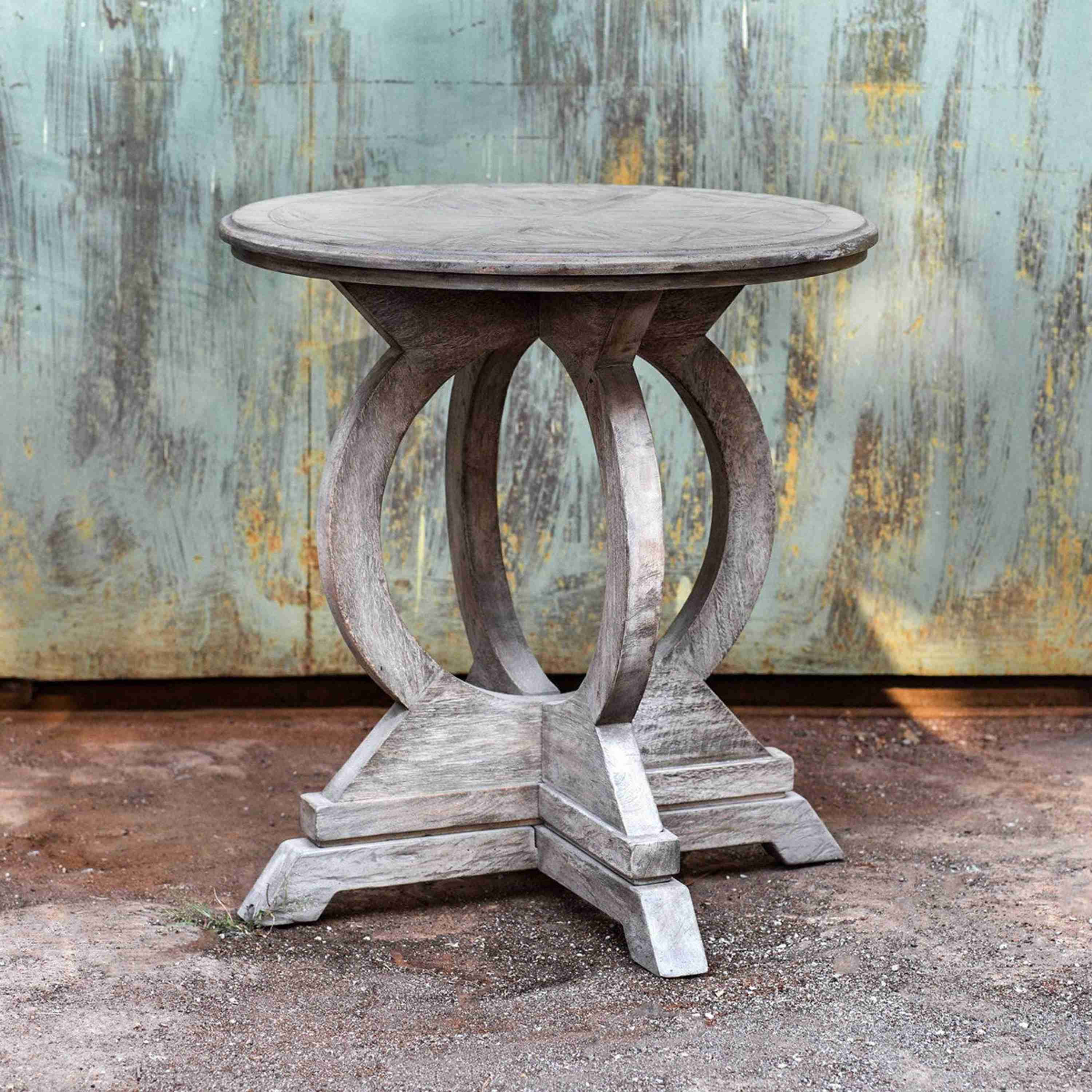 Uttermost Maiva Aged White Mango Wood Round Side Table - Image 3