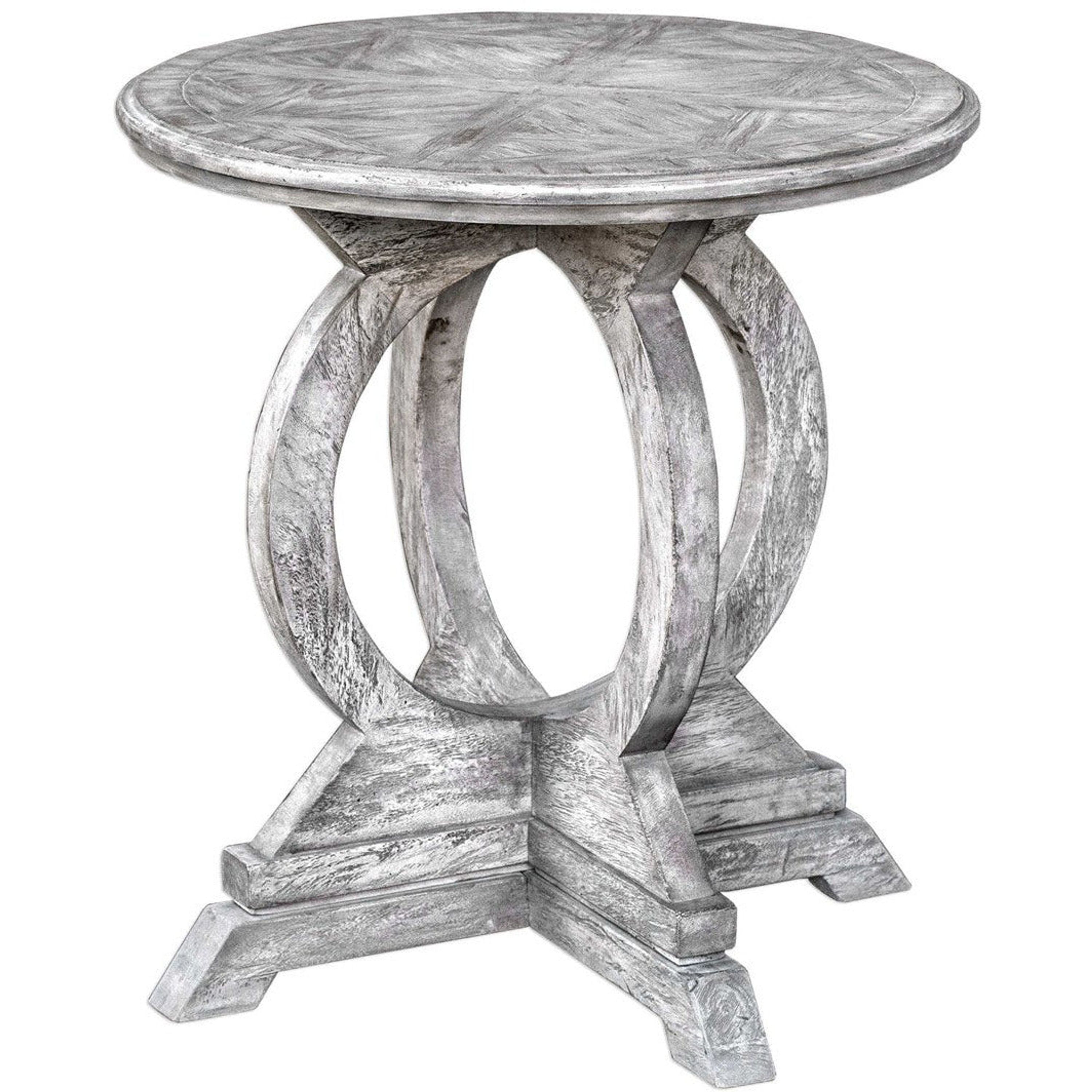 Uttermost Maiva Aged White Mango Wood Round Side Table - Image 1