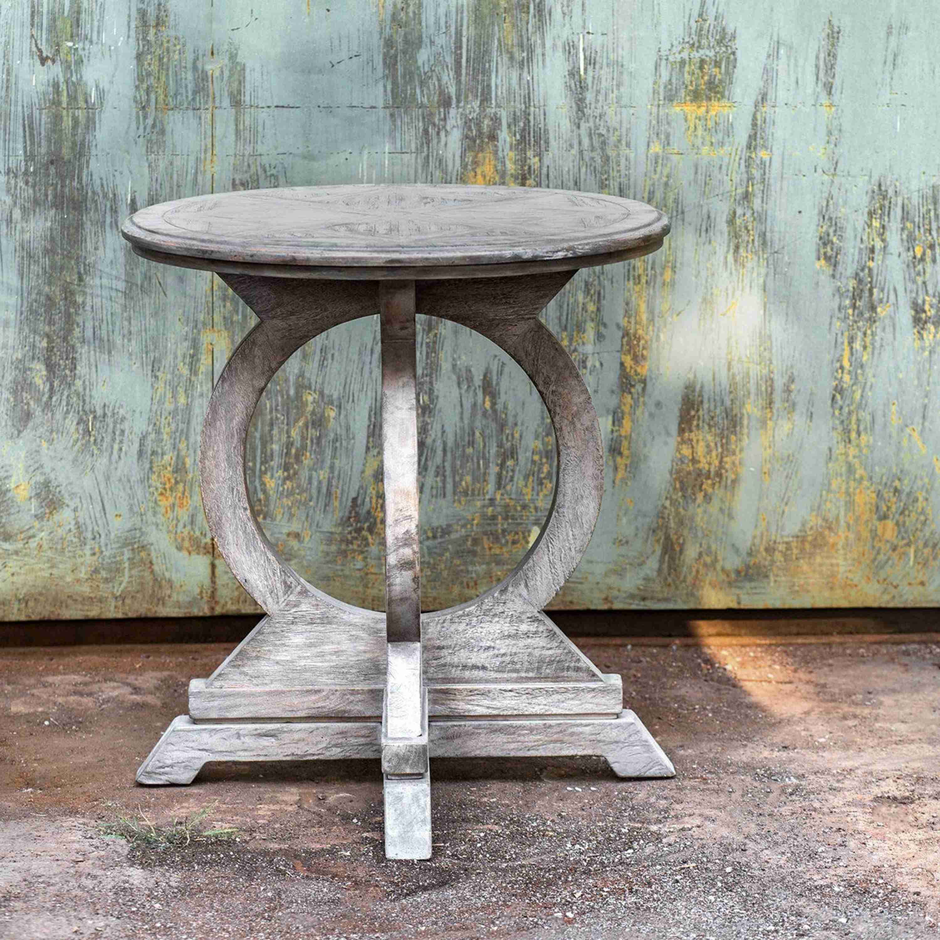 Uttermost Maiva Aged White Mango Wood Round Side Table - Image 2