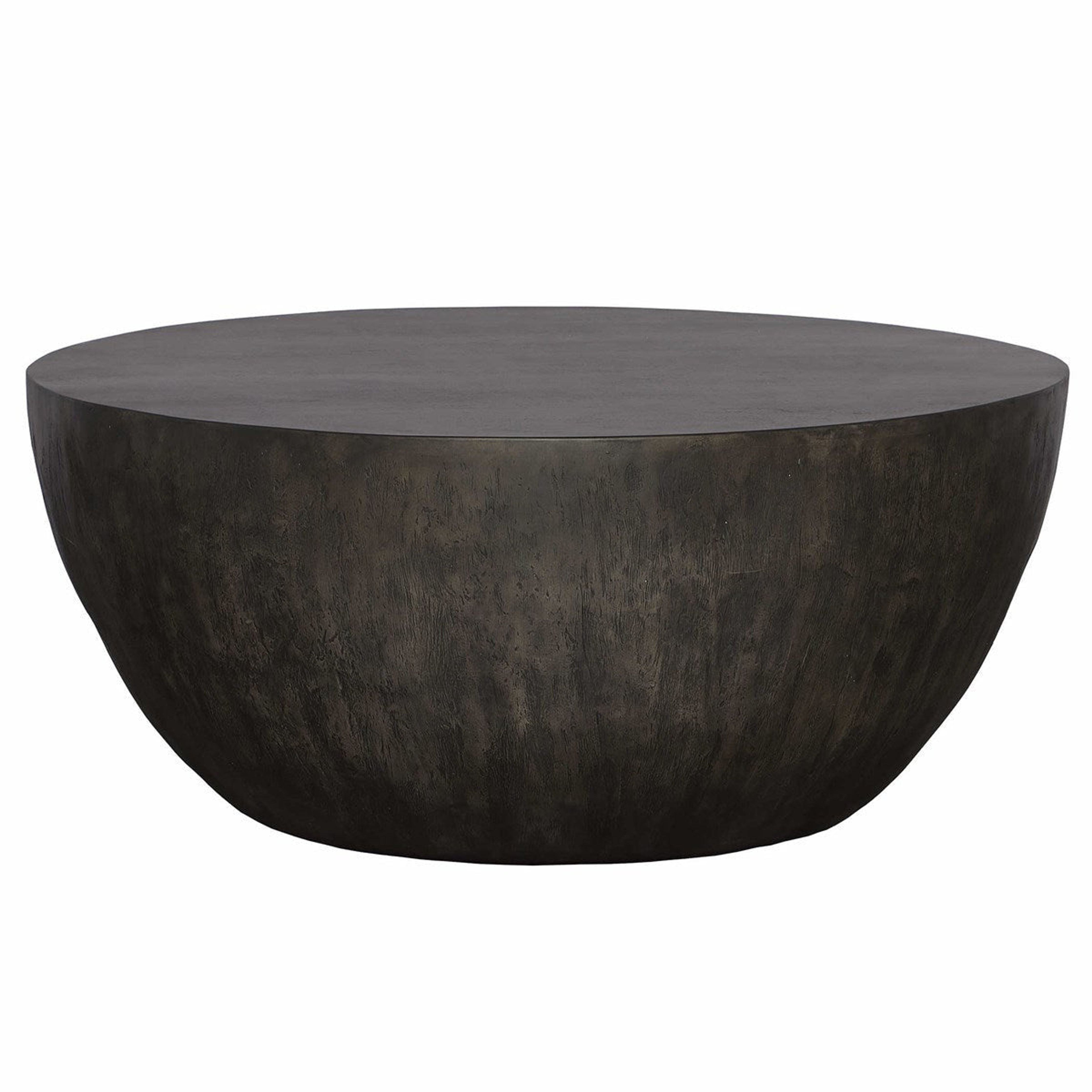 Uttermost Lark Aged Walnut Gray Mango Wood Modern Round Coffee Table - Image 1