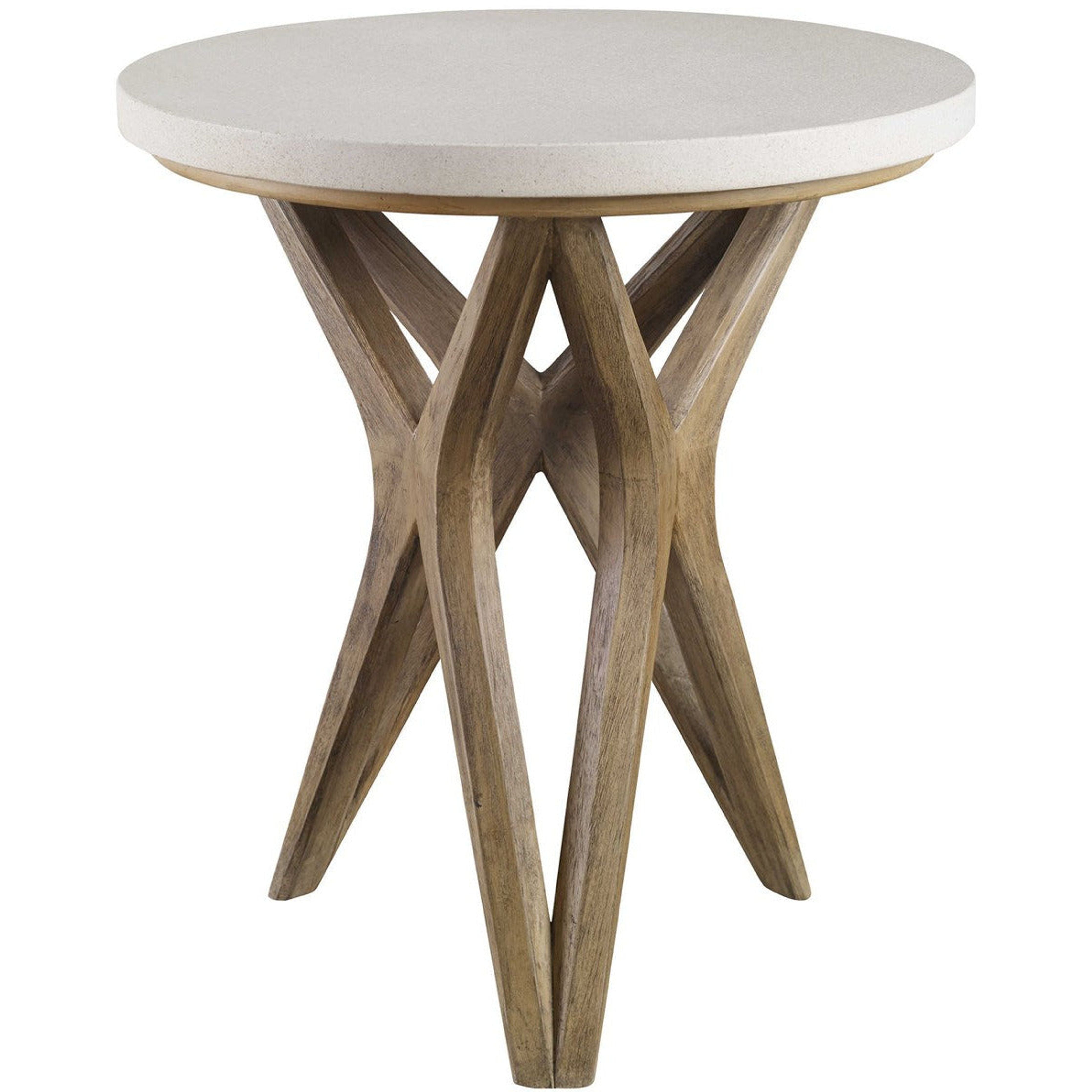 Uttermost Marnie Natural Ivory Limestone Top With Wood Base Side Table - Image 3