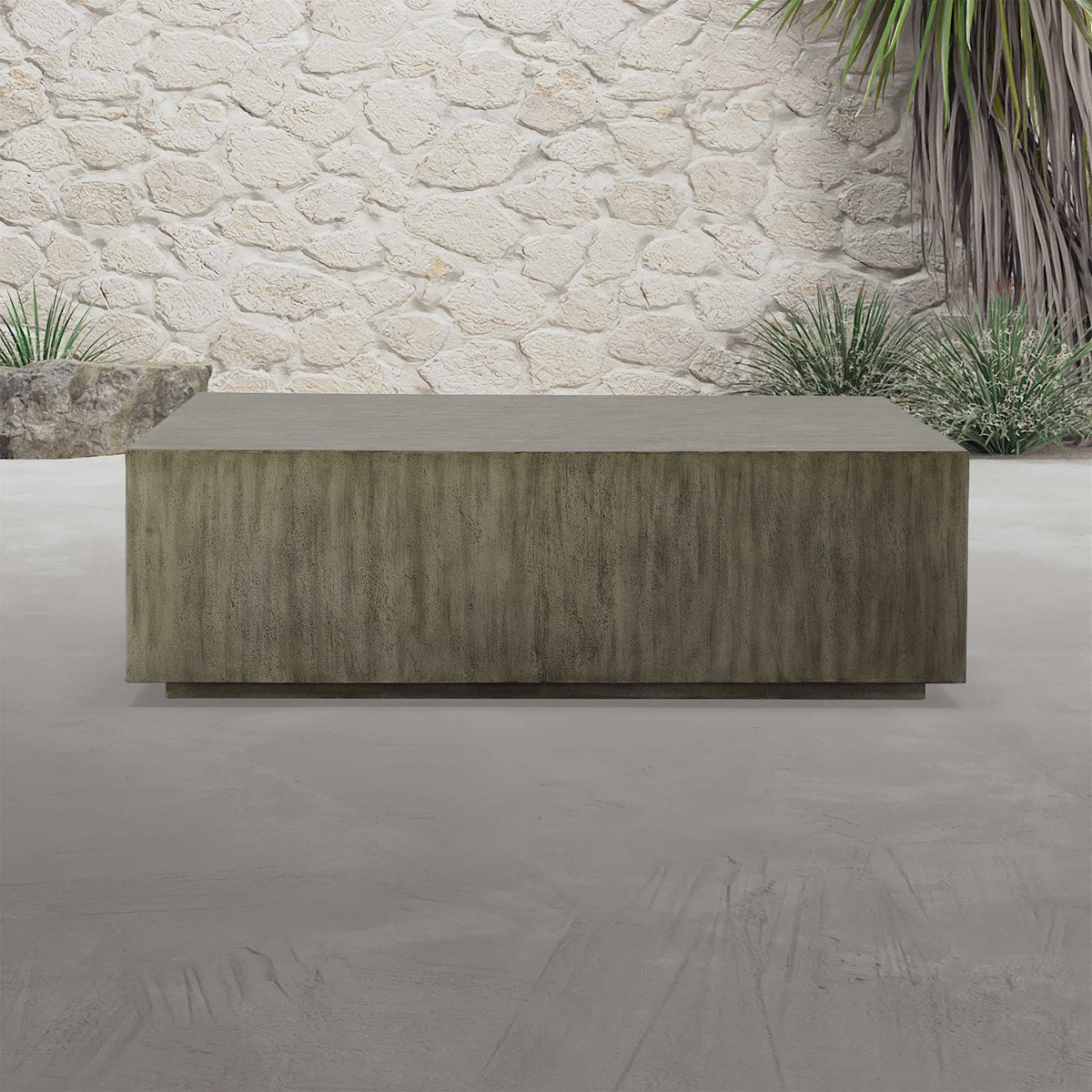 Uttermost Kareem Metallic Gray Modern Floating Pedestal Coffee Table - Image 2