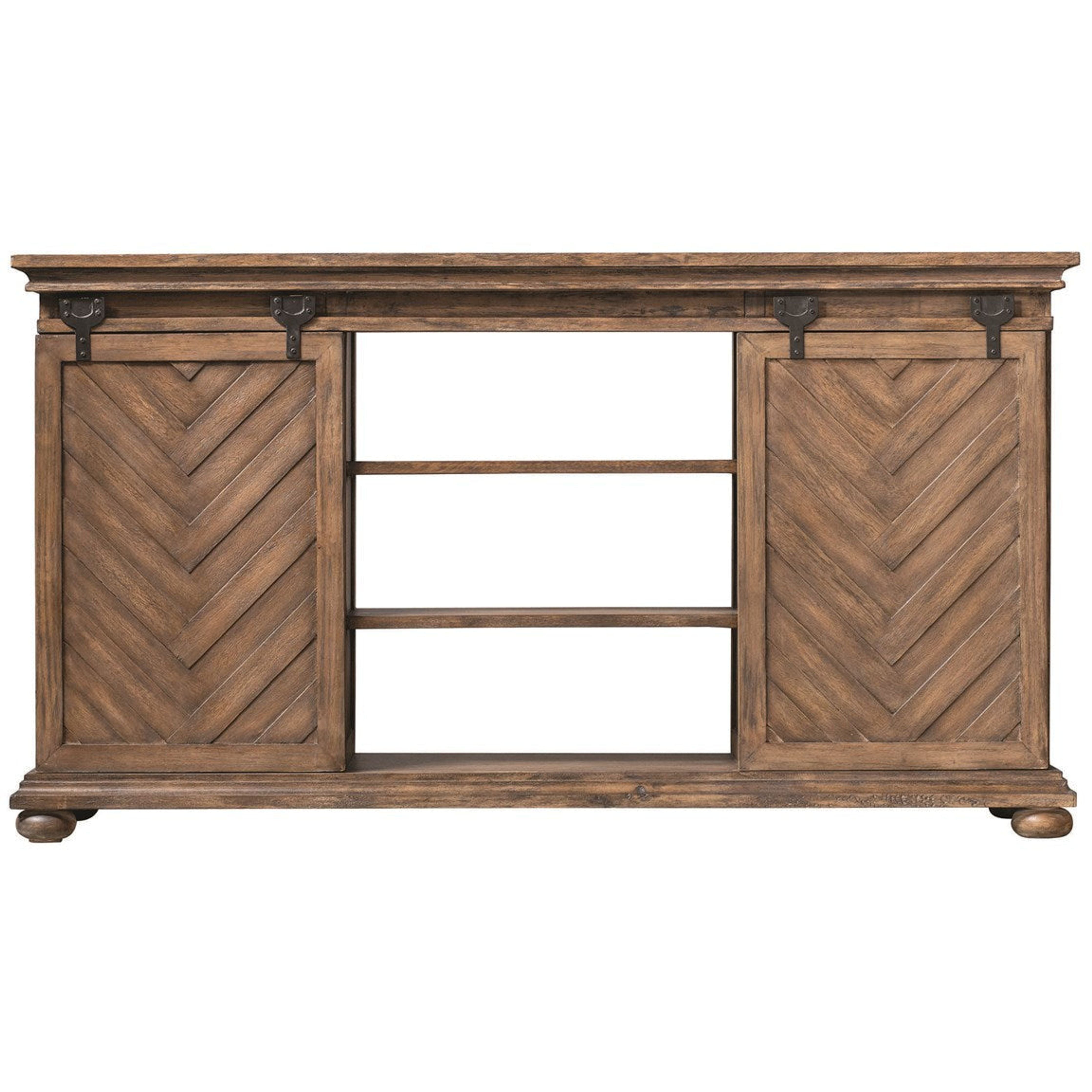 Uttermost Primalia Antiqued Honey Mango Wood Chevron Rustic Modern Media Console - Image 3