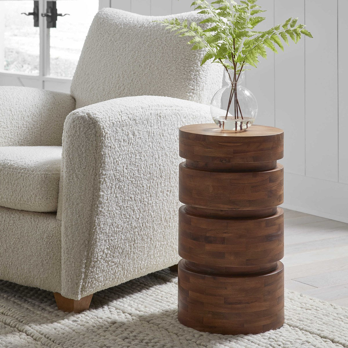 Uttermost Boone Wood Rustic Modern Round Accent Drink Table - Image 1