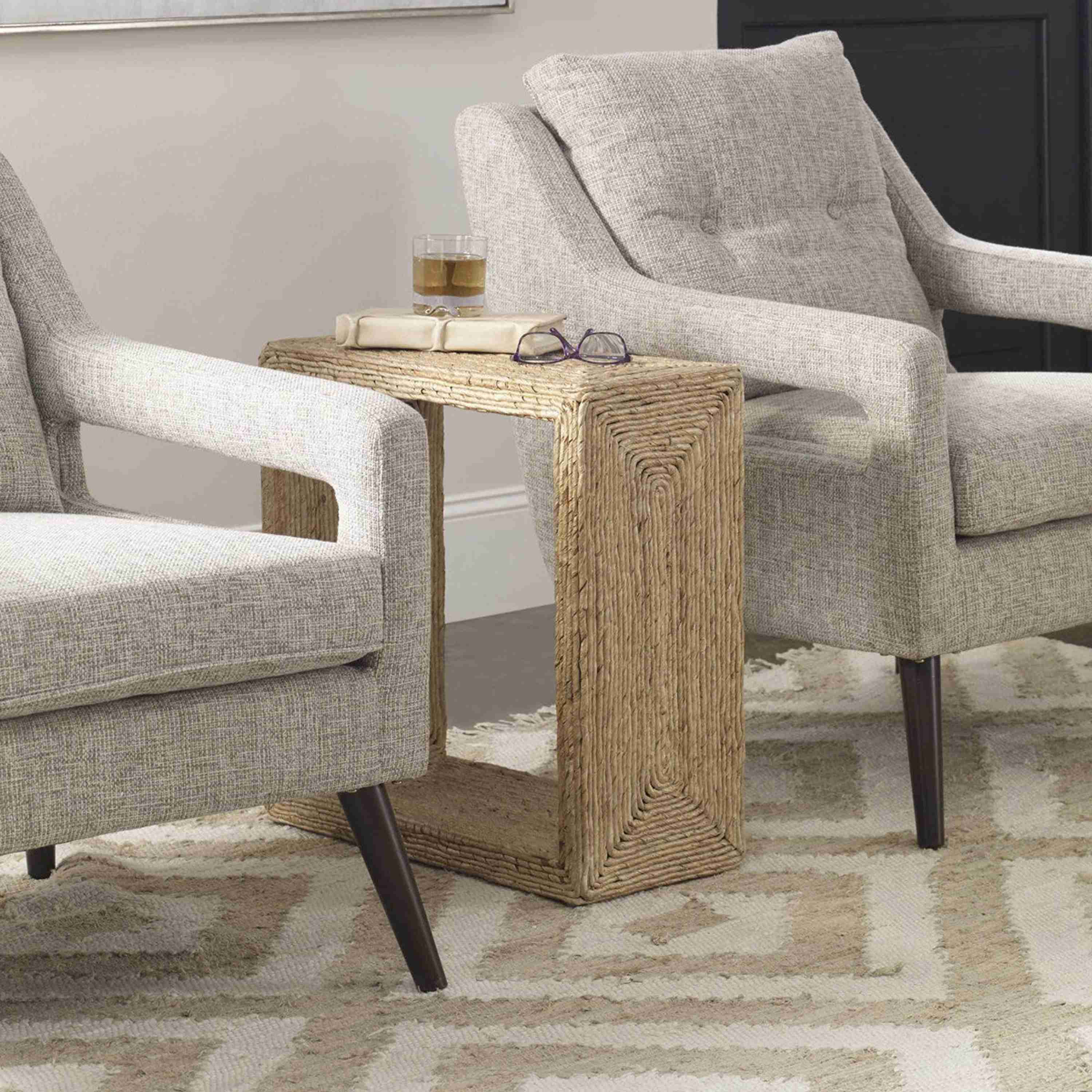 Uttermost Rora Natural Woven Banana Plant Wrapped Coastal Style Accent Table - Image 3