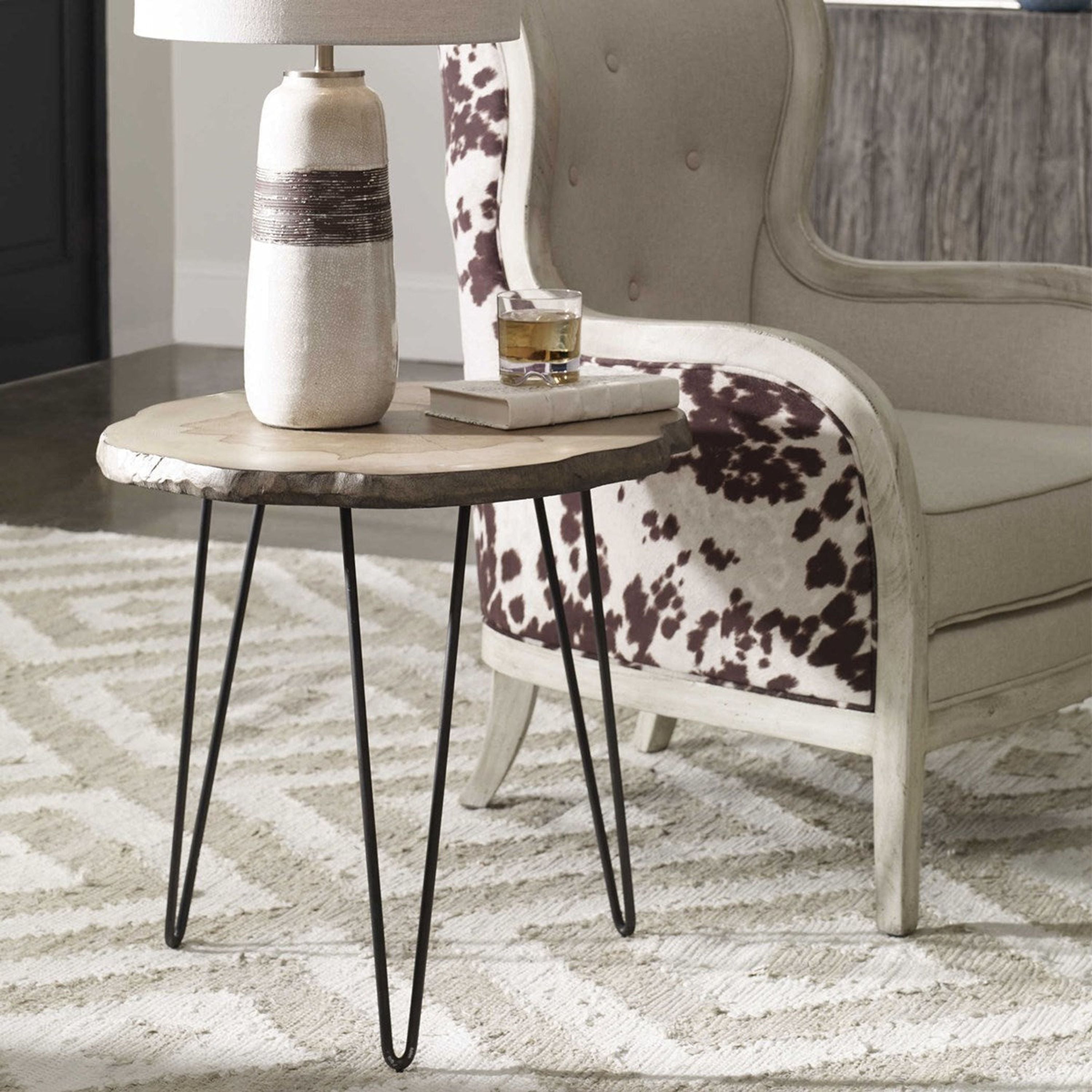 Uttermost Runay Live Edge Wood with Aged Black Iron Side Table - Image 2