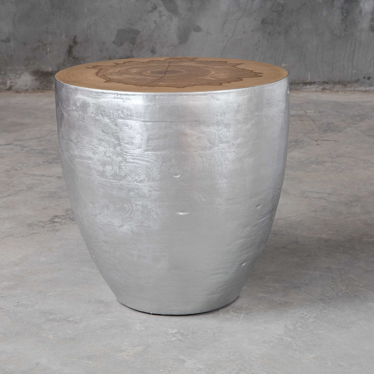 Uttermost Gannet Glazed Silver Leaf Modern Round End Table - Image 3
