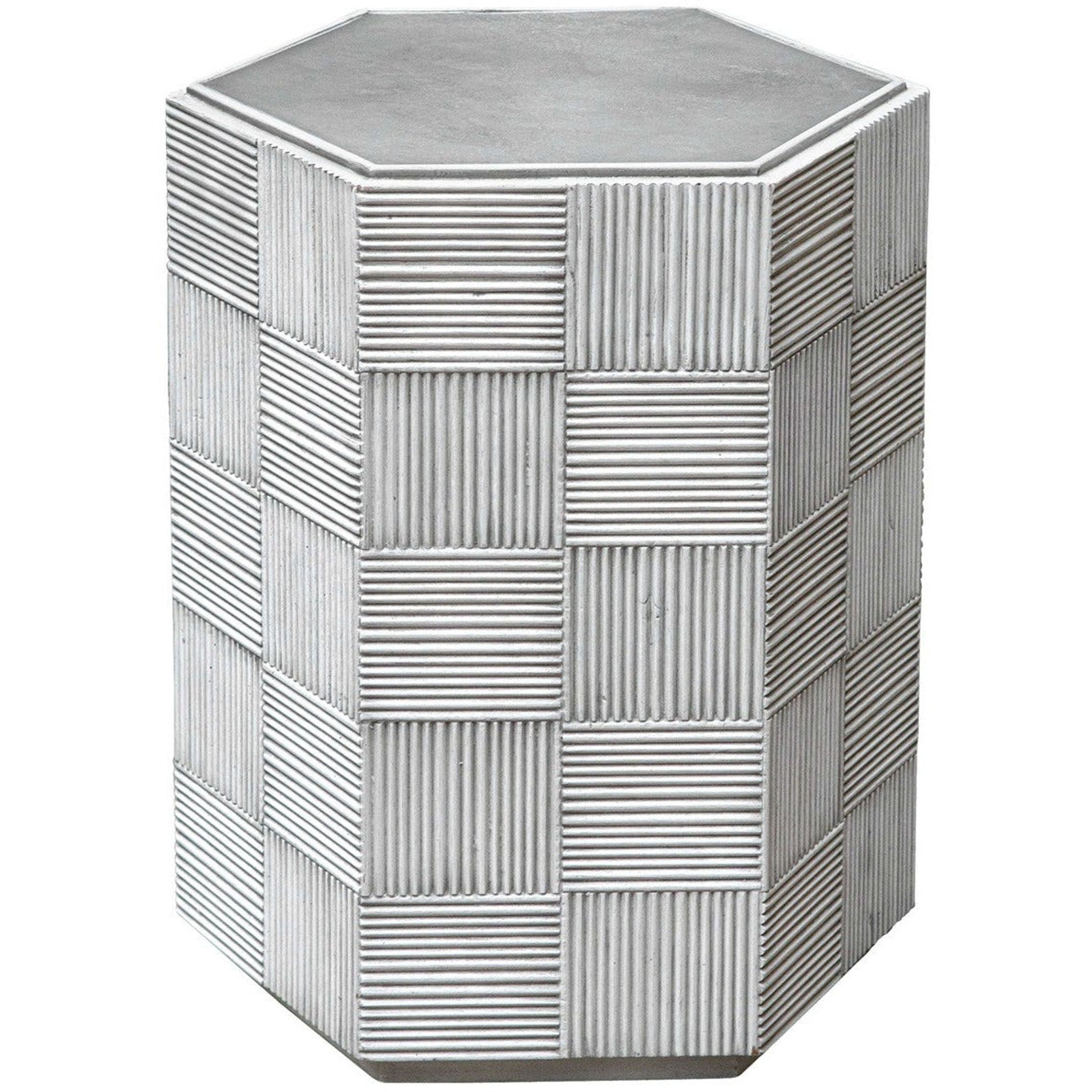Uttermost Silo Distressed White With Aged Gray Hexagonal Accent Table - Image 1