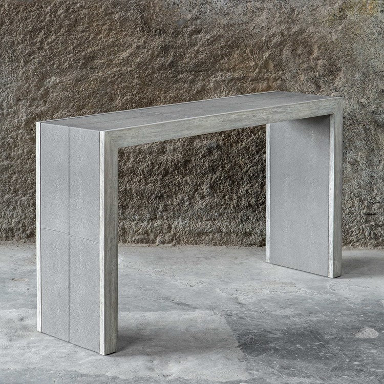 Uttermost Aerina Gray Distressed Wood Rustic Modern Console Table - Image 3